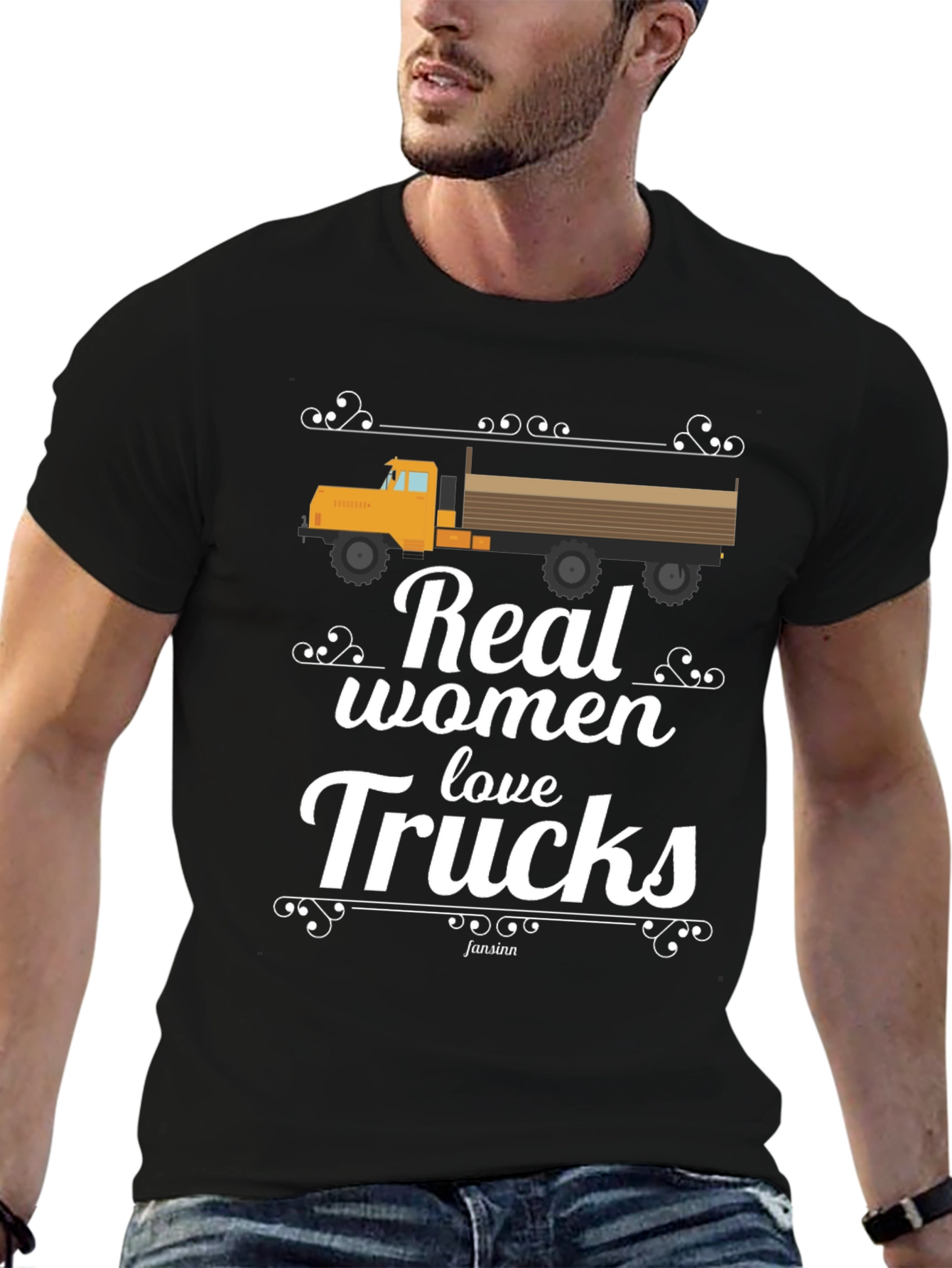 Real Women Love Trucks Black T-Shirt