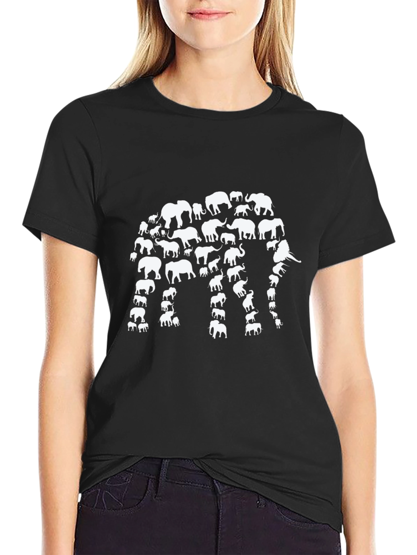 Elephant Silhouette T-Shirt - Black