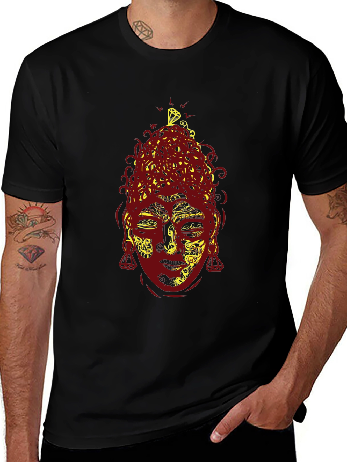 Buddha Graphic Print Tee - Black
