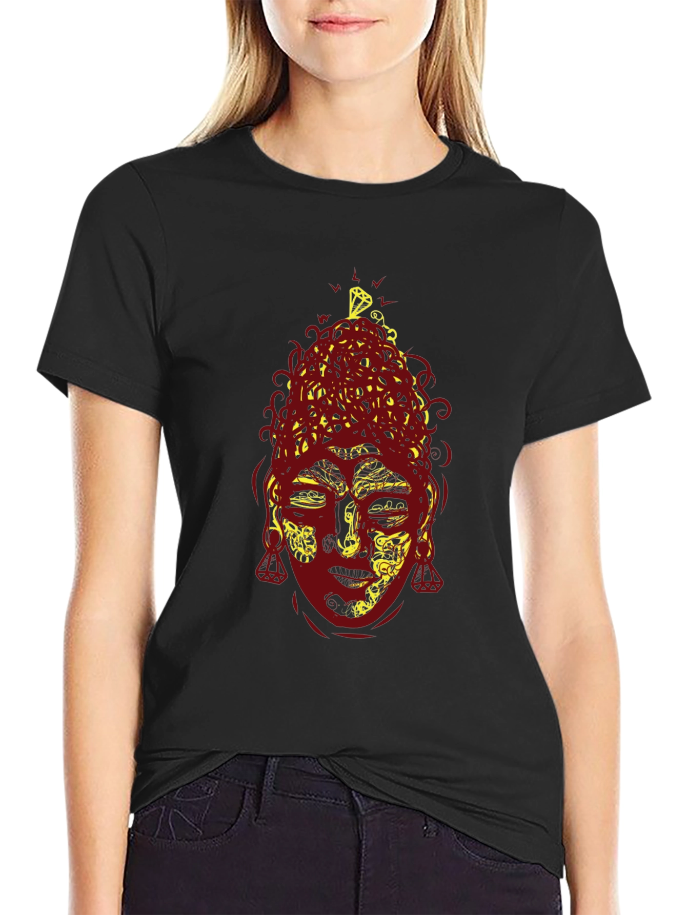 Buddha Graphic Print Tee - Black