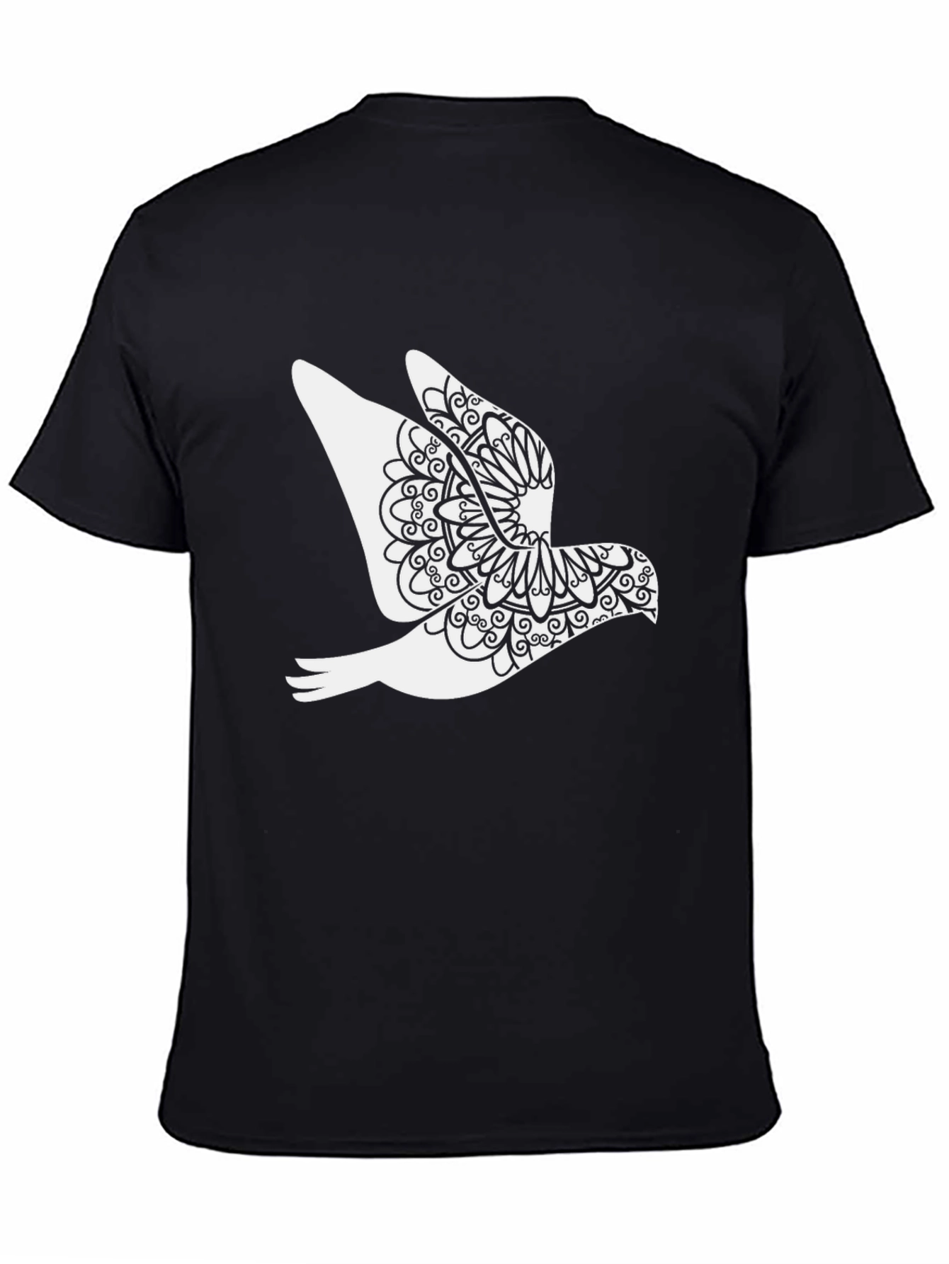 Dove Mandala Graphic Black T-Shirt