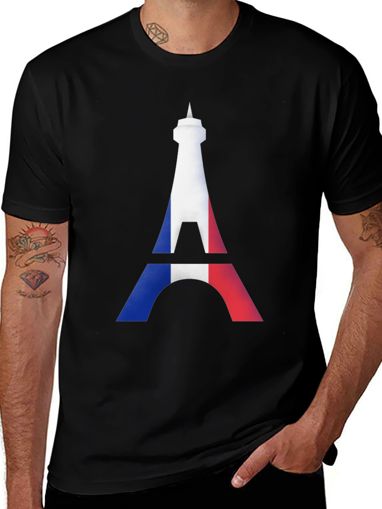 French Flag Eiffel Tower Graphic Tee - Paris Pride