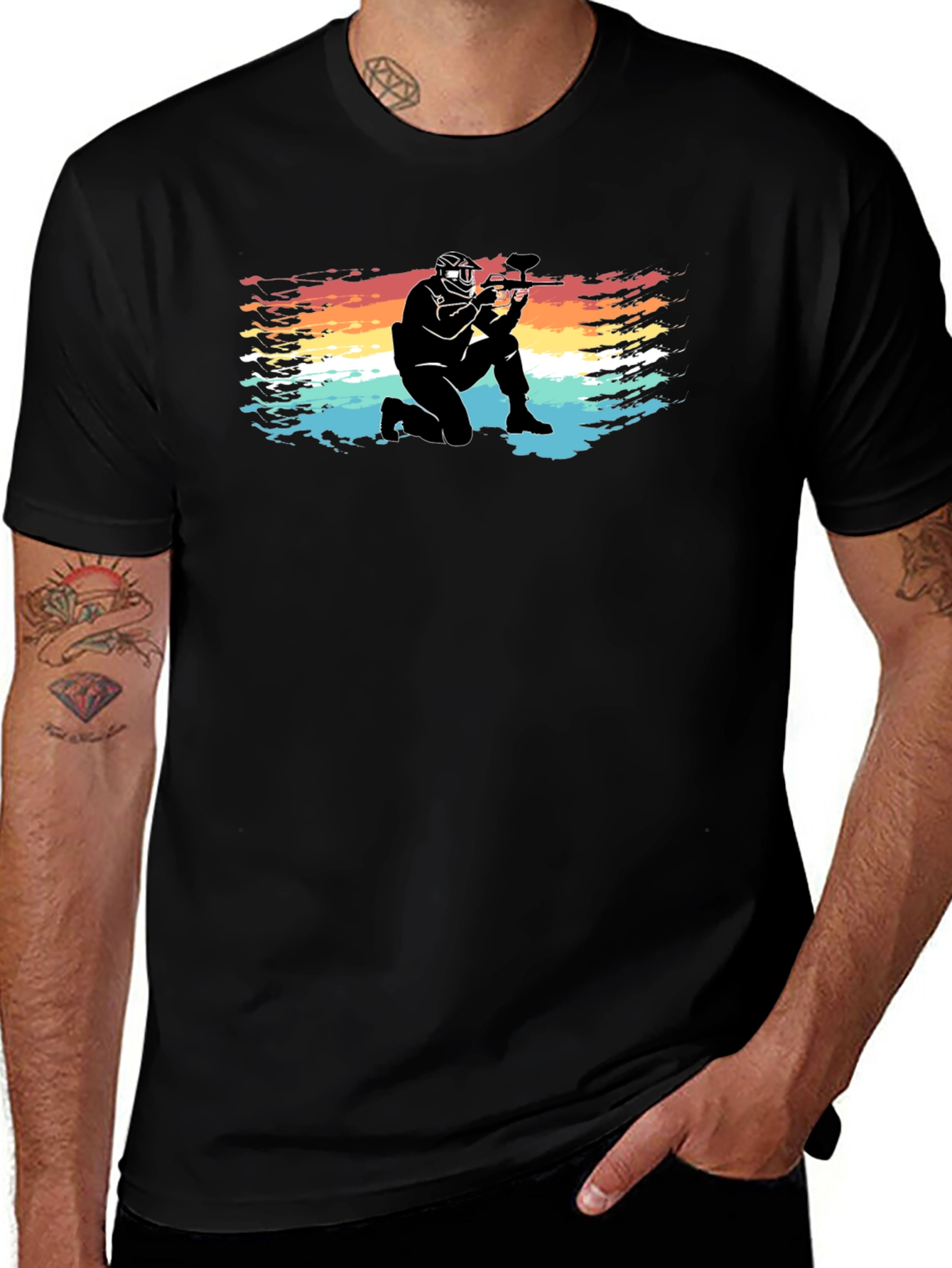 Paintball Player Graphic Tee - Cool Retro Design