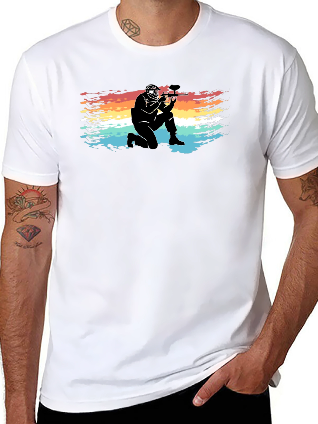 Paintball Player Graphic Tee - Cool Retro Design