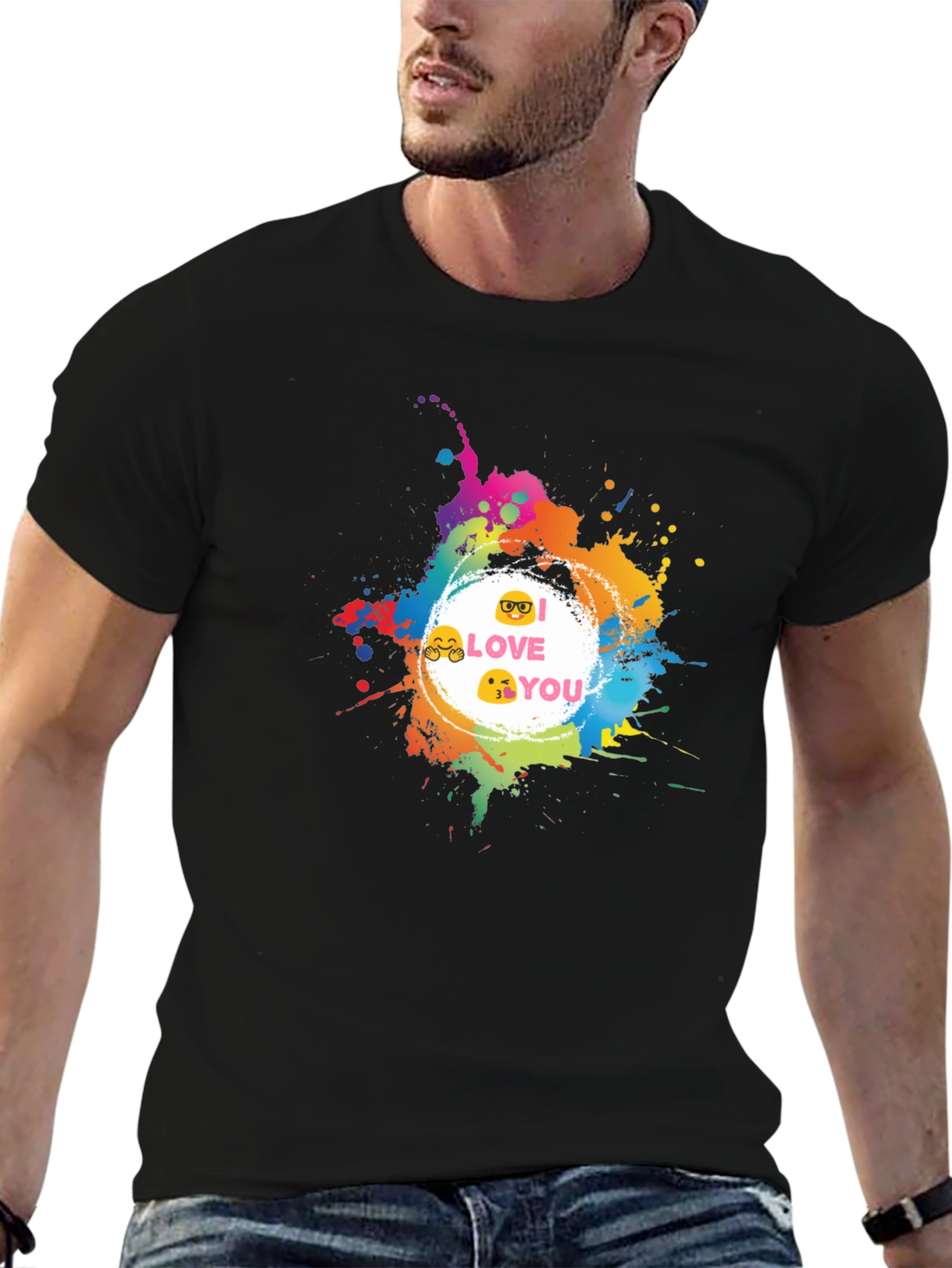 Emoji Love Graphic Tee - Black Casual T-Shirt