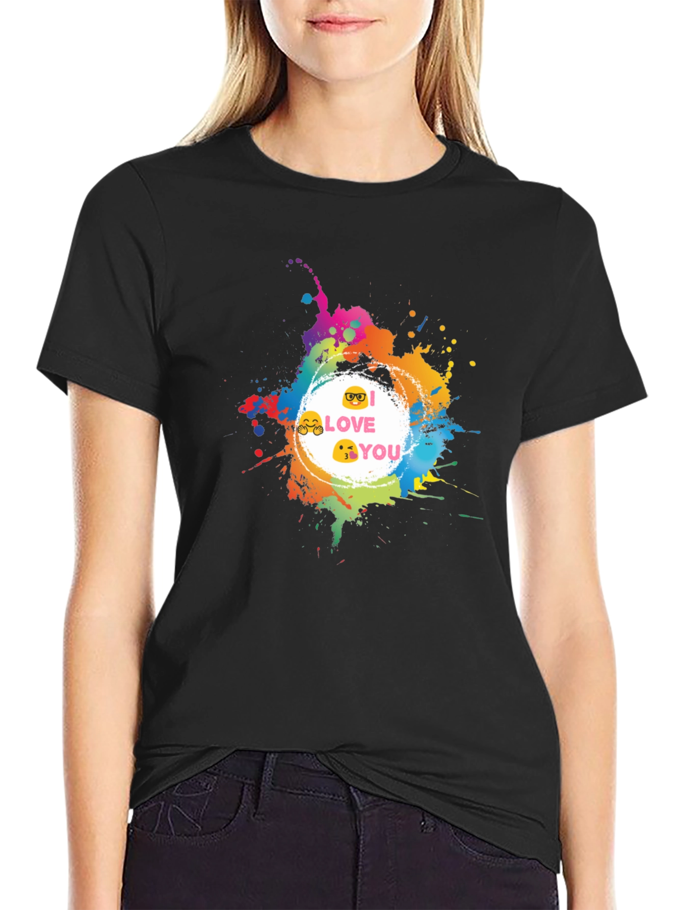 Emoji Love Graphic Tee - Black Casual T-Shirt
