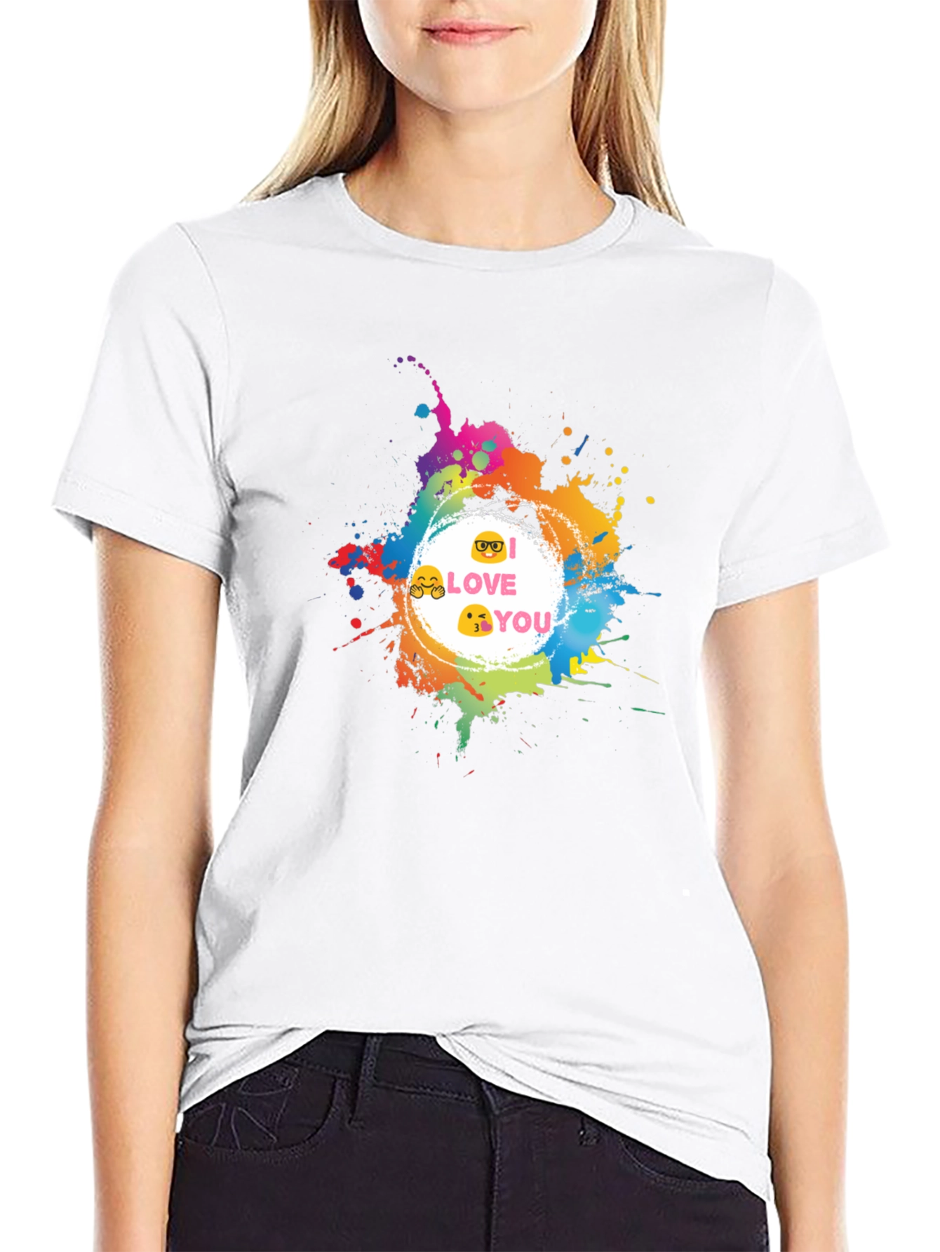 Emoji Love Graphic Tee - Black Casual T-Shirt