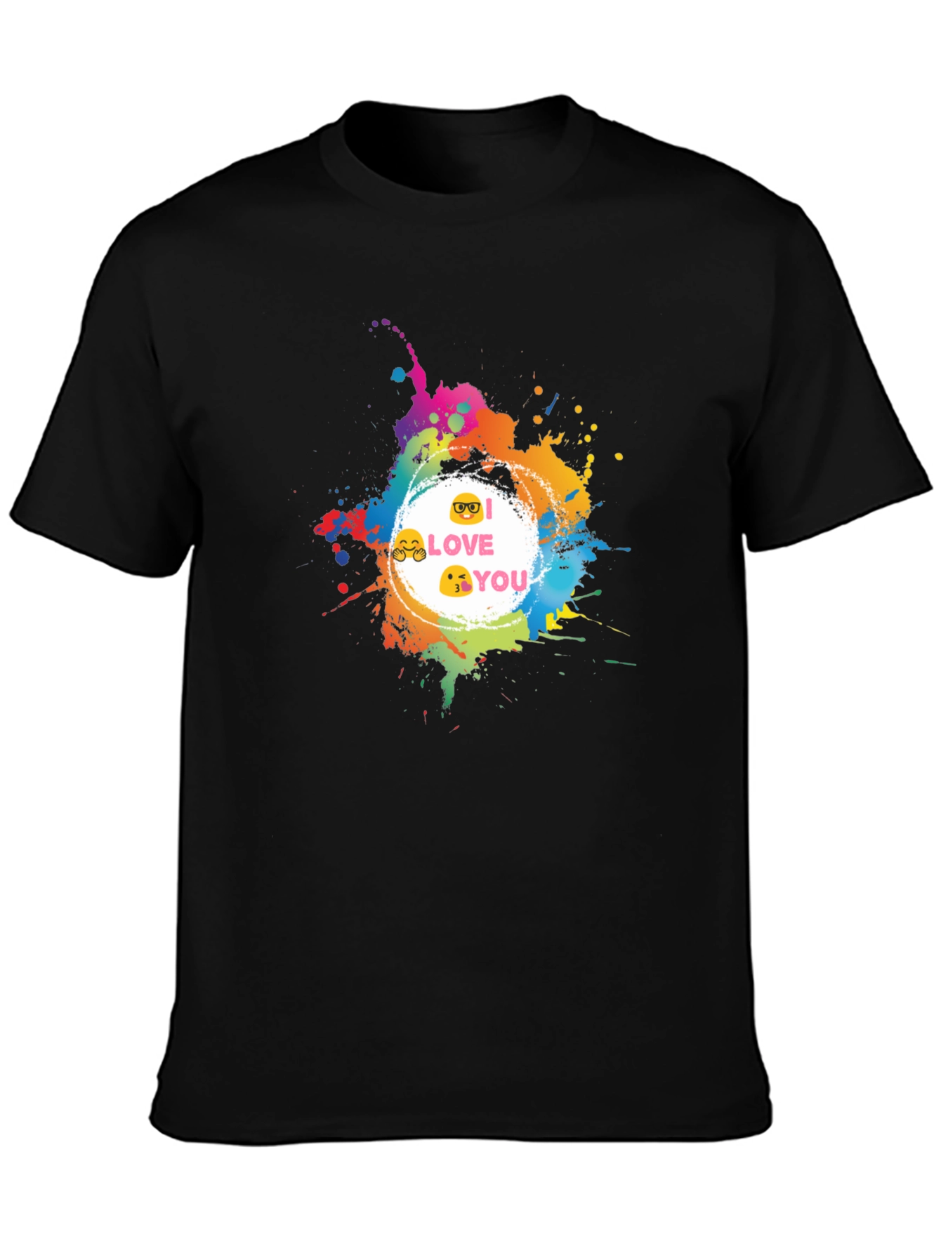Emoji Love Graphic Tee - Black Casual T-Shirt