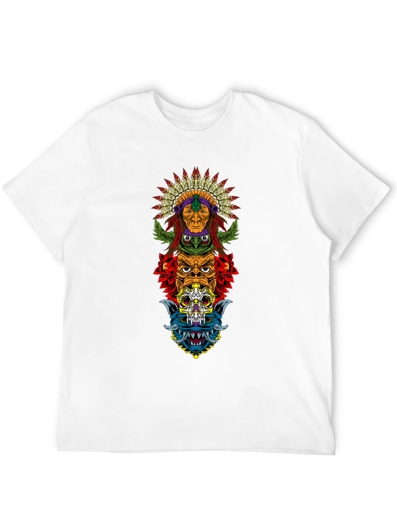 Totem Pole Graphic Print Black T-Shirt