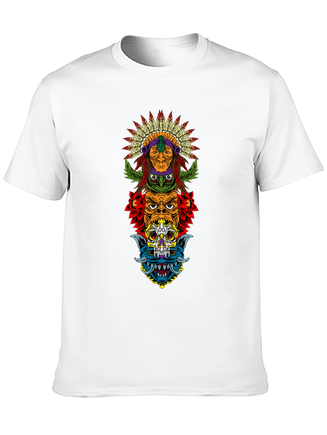 Totem Pole Graphic Print Black T-Shirt