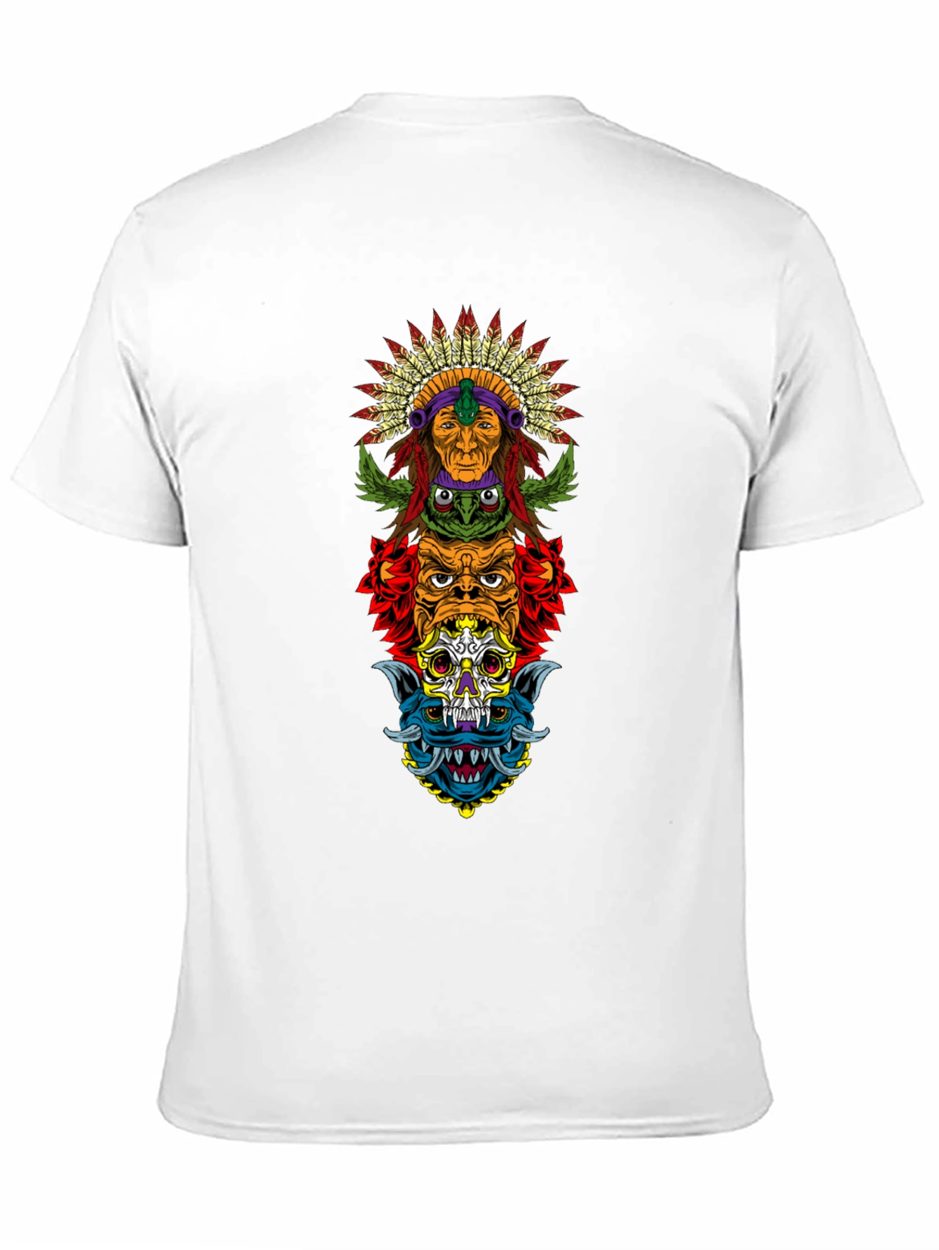 Totem Pole Graphic Print Black T-Shirt
