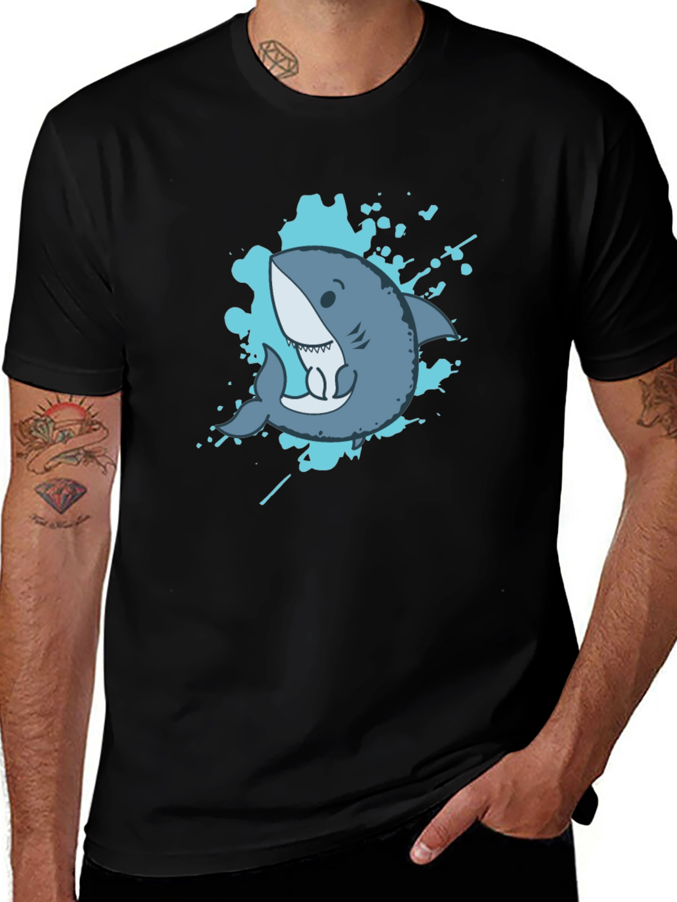 Shark Graphic Tee - Mens Black Short Sleeve