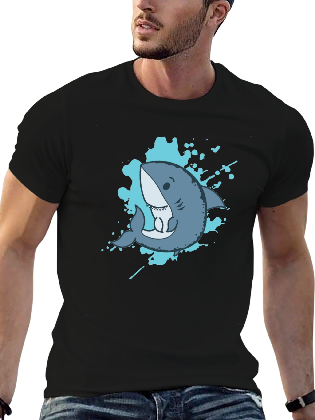 Shark Graphic Tee - Mens Black Short Sleeve