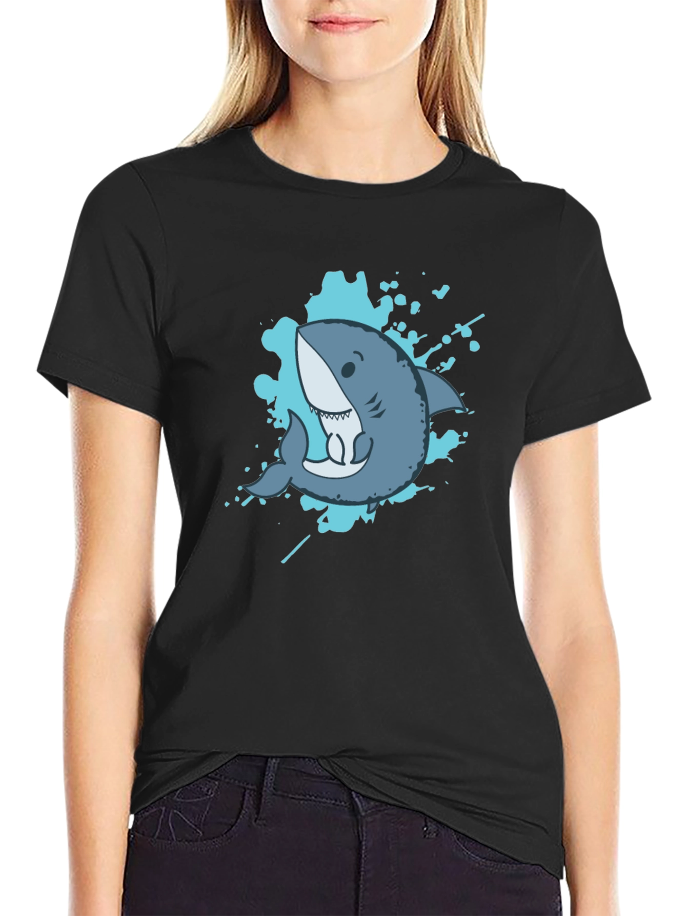 Shark Graphic Tee - Mens Black Short Sleeve