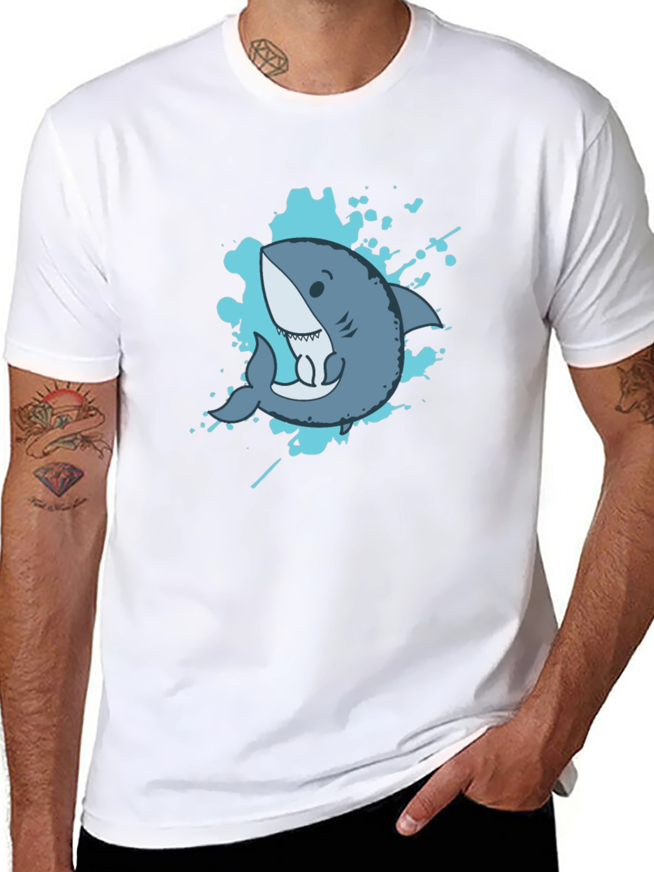 Shark Graphic Tee - Mens Black Short Sleeve