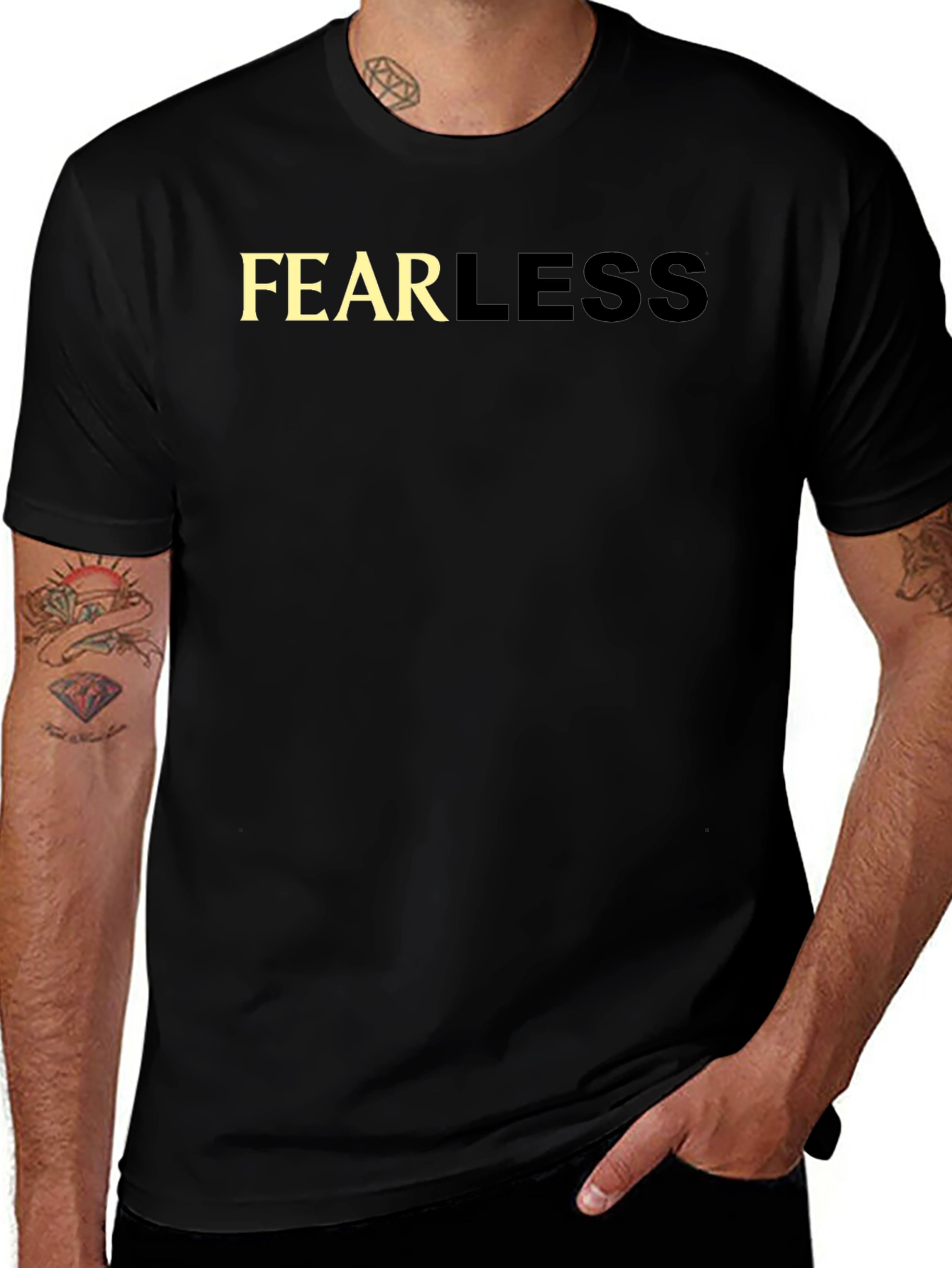 Fearless Graphic Tee - Black Cotton Casual T-Shirt