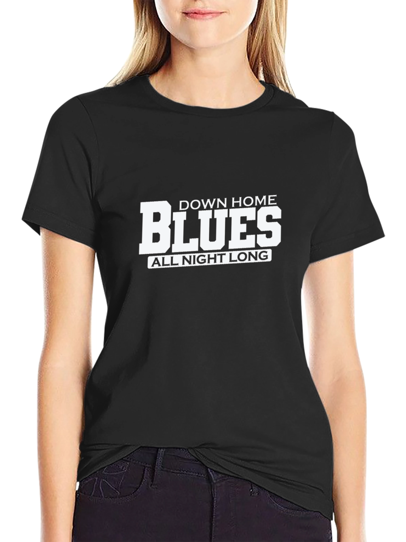 Down Home Blues All Night Long Black T-Shirt