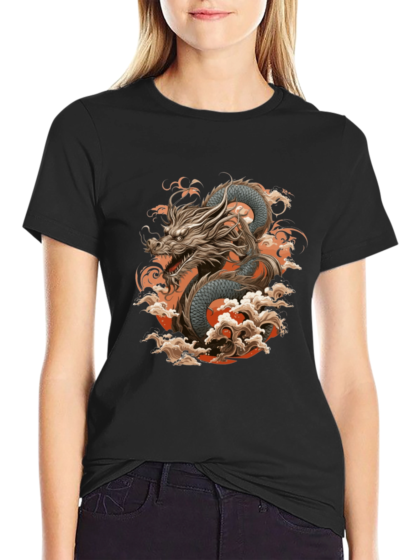Dragon Graphic Print Black T-Shirt for Men