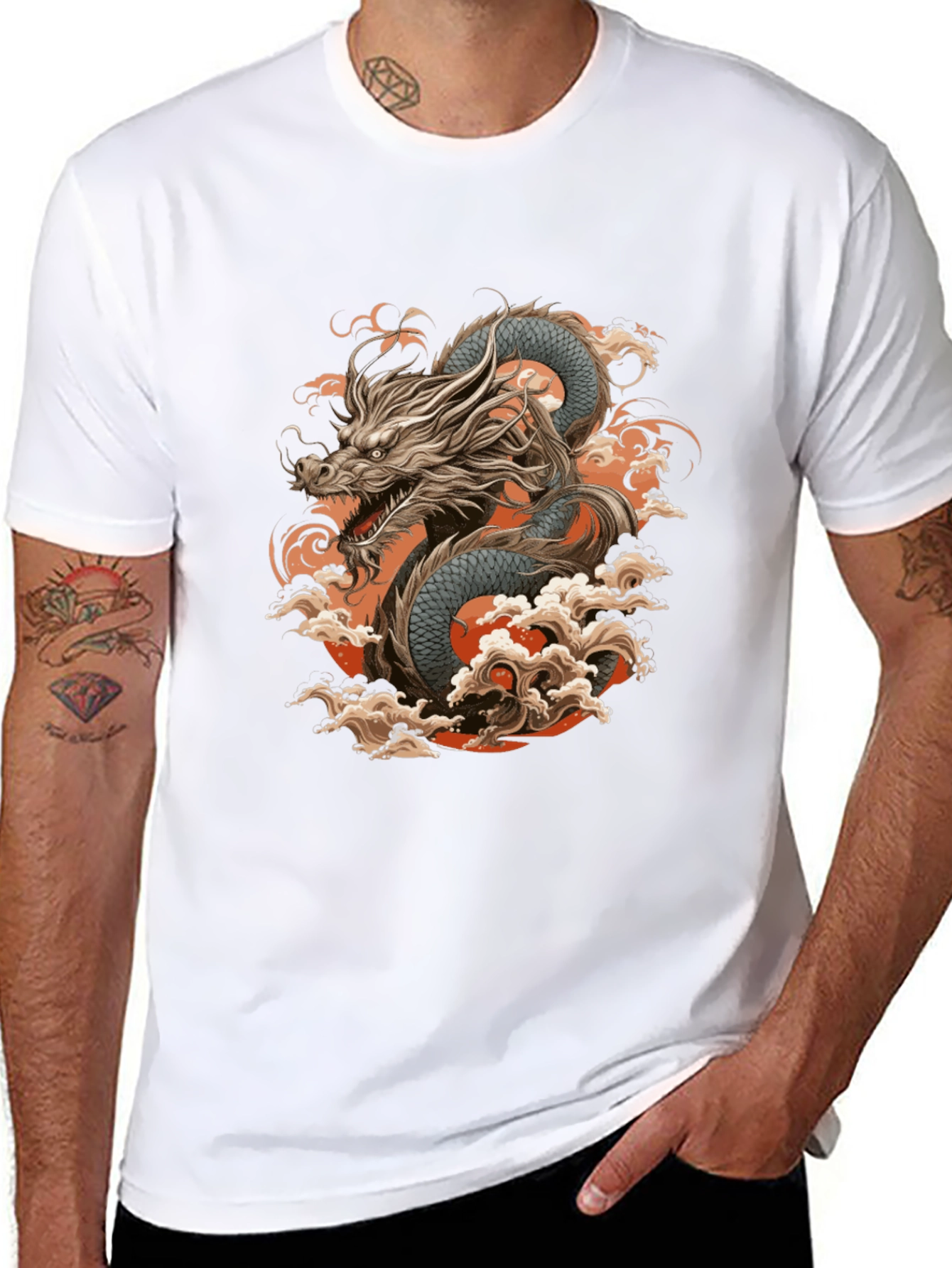 Dragon Graphic Print Black T-Shirt for Men