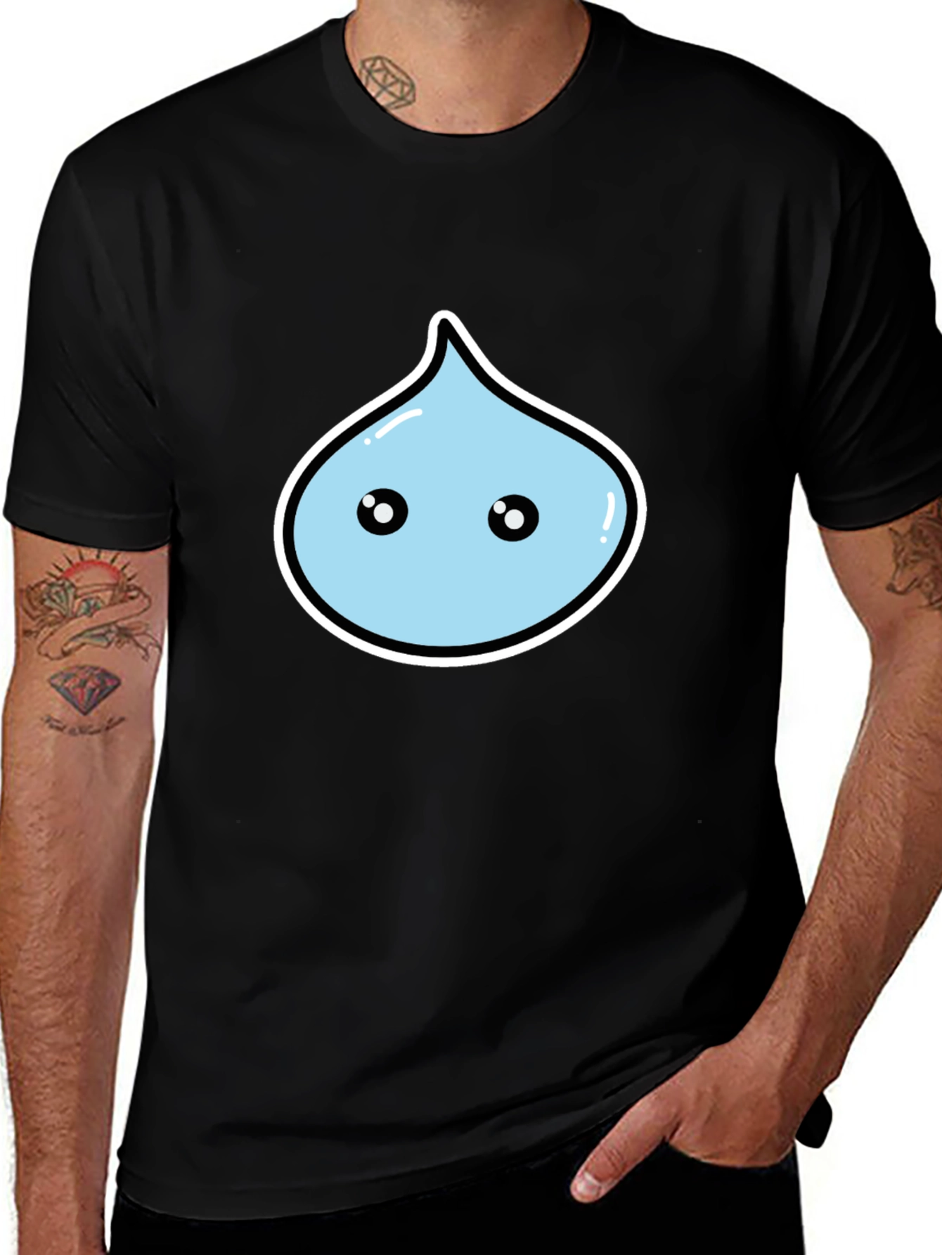 Kawaii Droplet Graphic Black T-Shirt