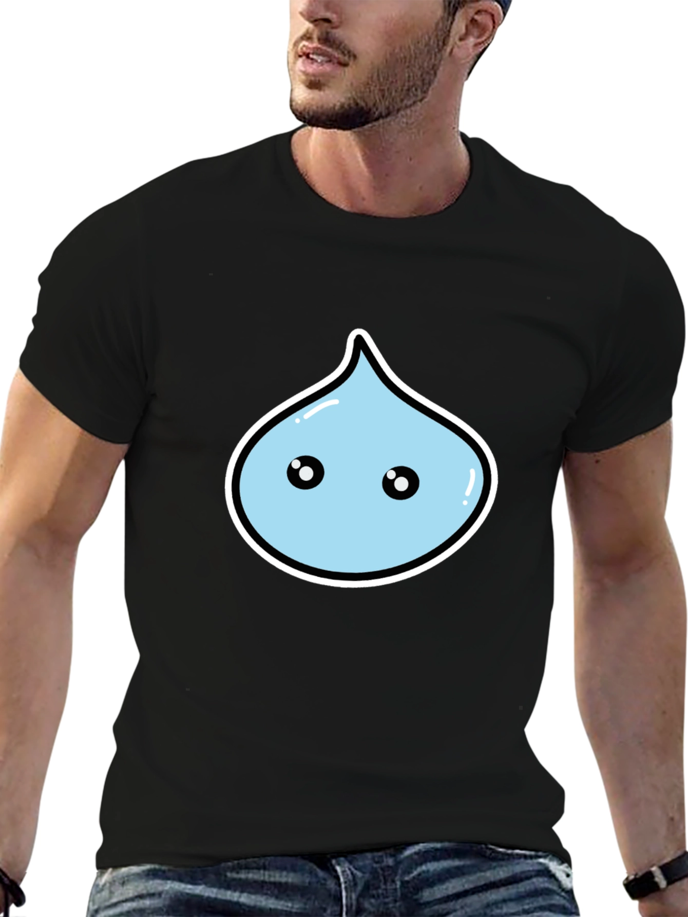 Kawaii Droplet Graphic Black T-Shirt