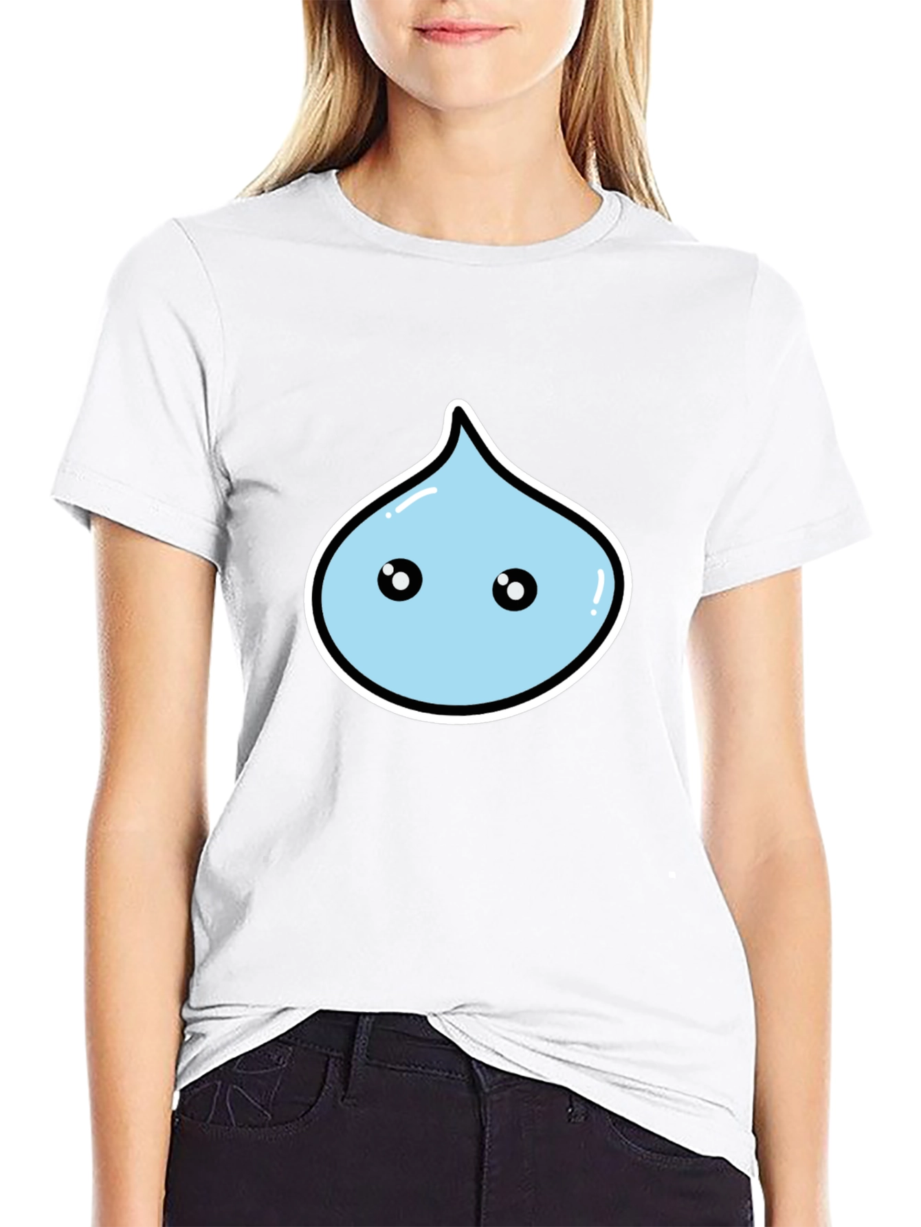 Kawaii Droplet Graphic Black T-Shirt