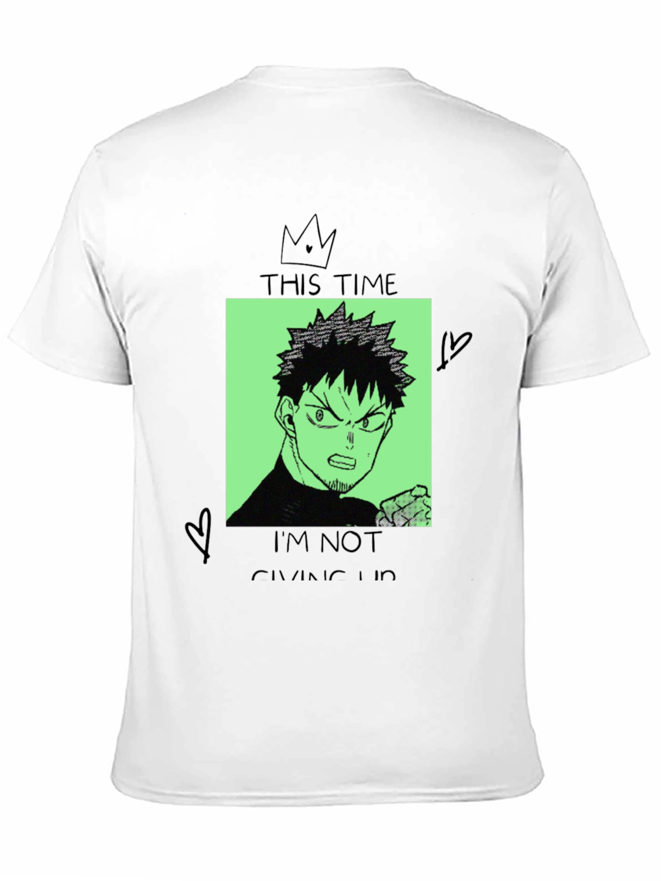 Anime Graphic Tee - Never Give Up Design