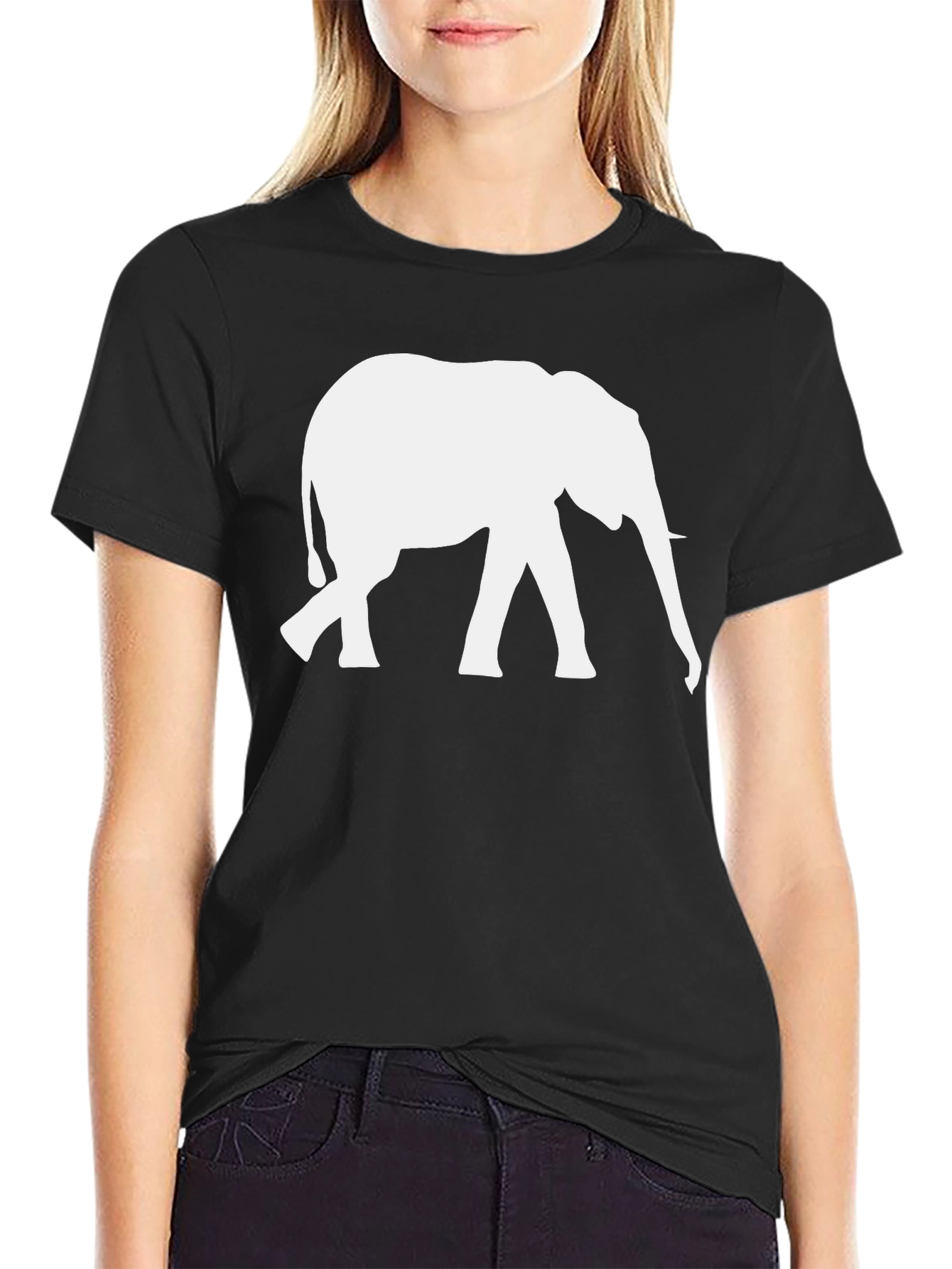 Elephant Graphic T-Shirt - Black Animal Print