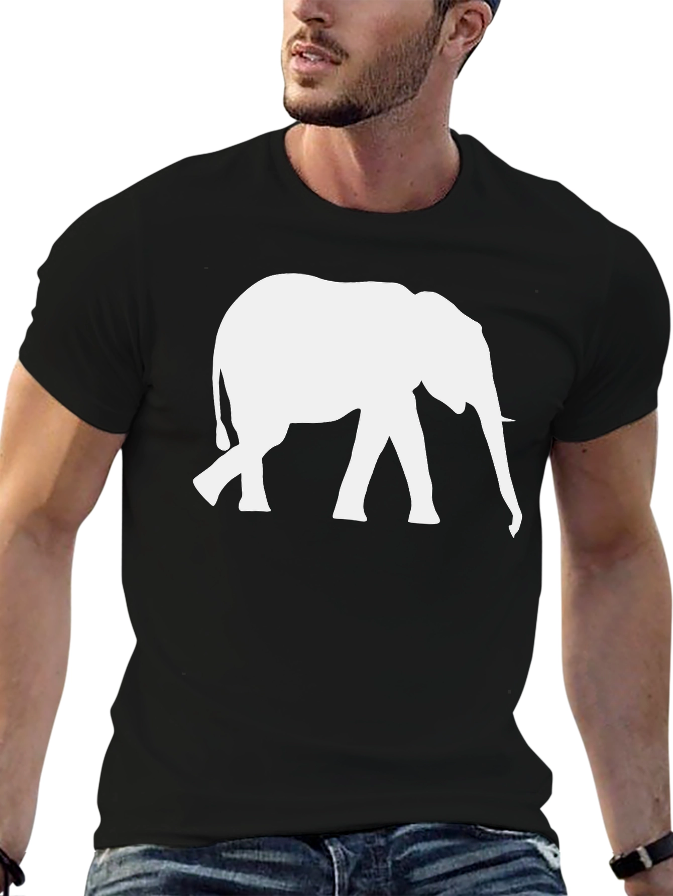 Elephant Graphic T-Shirt - Black Animal Print