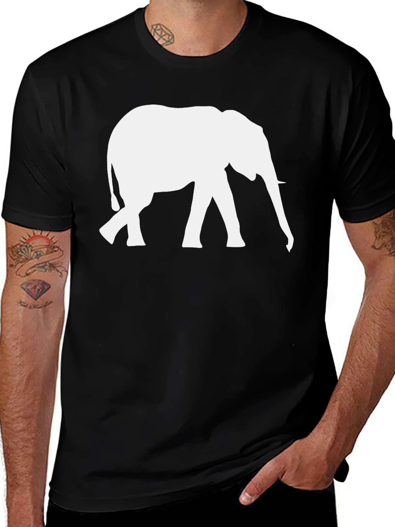 Elephant Graphic T-Shirt - Black Animal Print