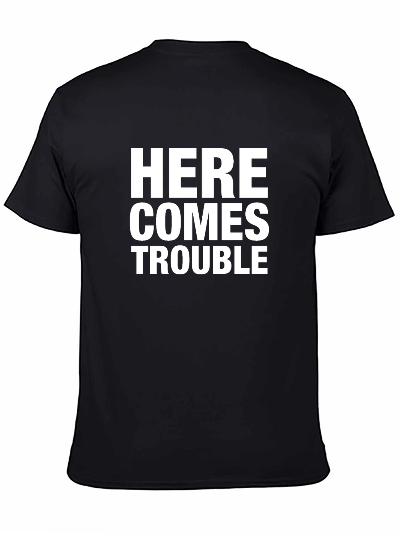 Here Comes Trouble Black Graphic Tee