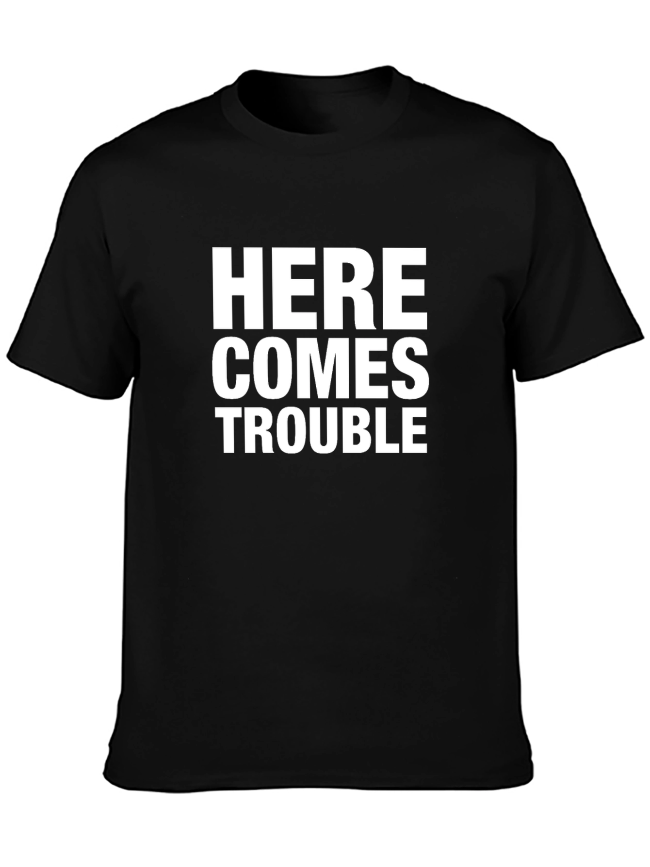 Here Comes Trouble Black Graphic Tee