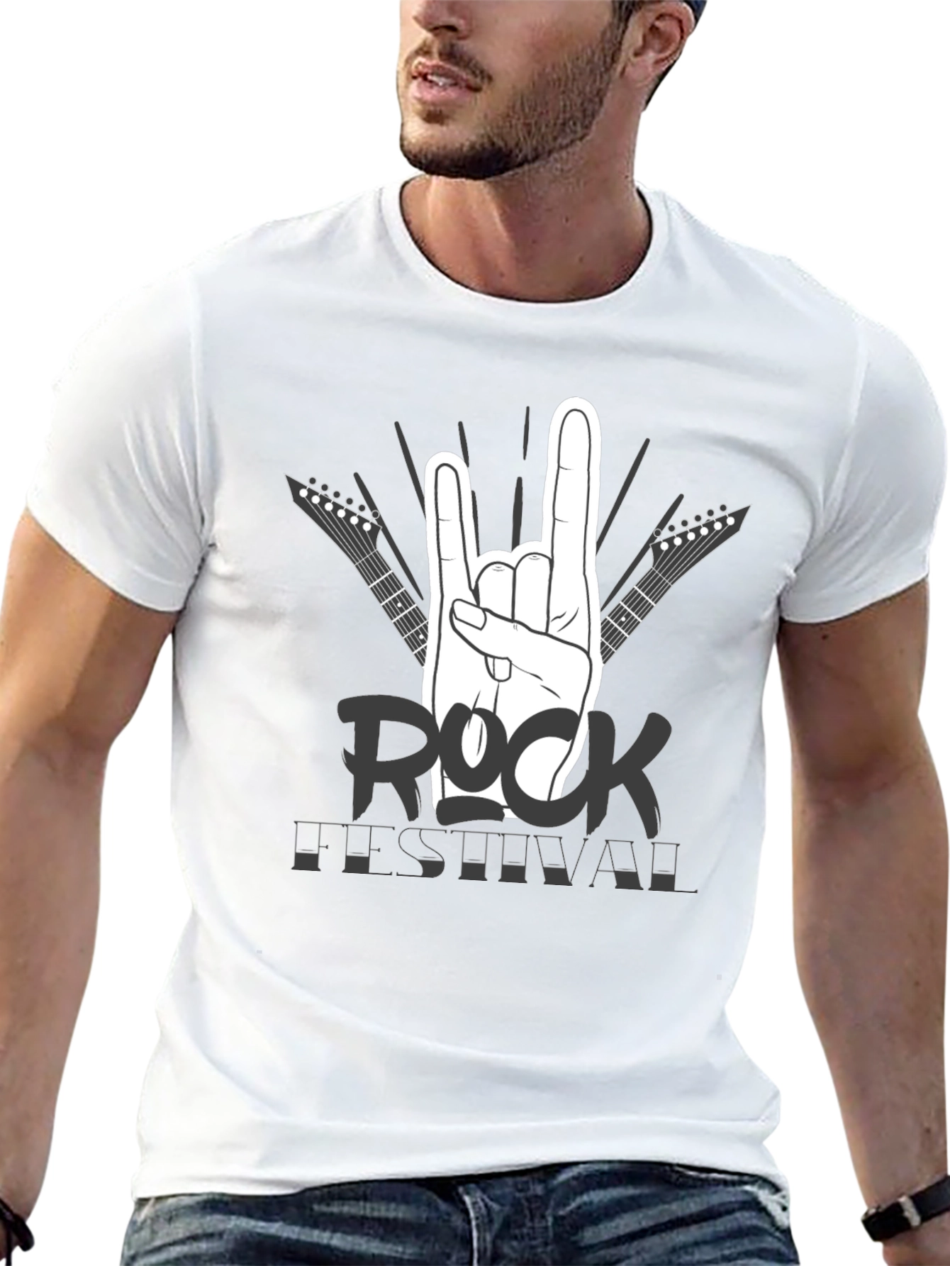 Rock Festival T-Shirt - Black Cotton Graphic Tee