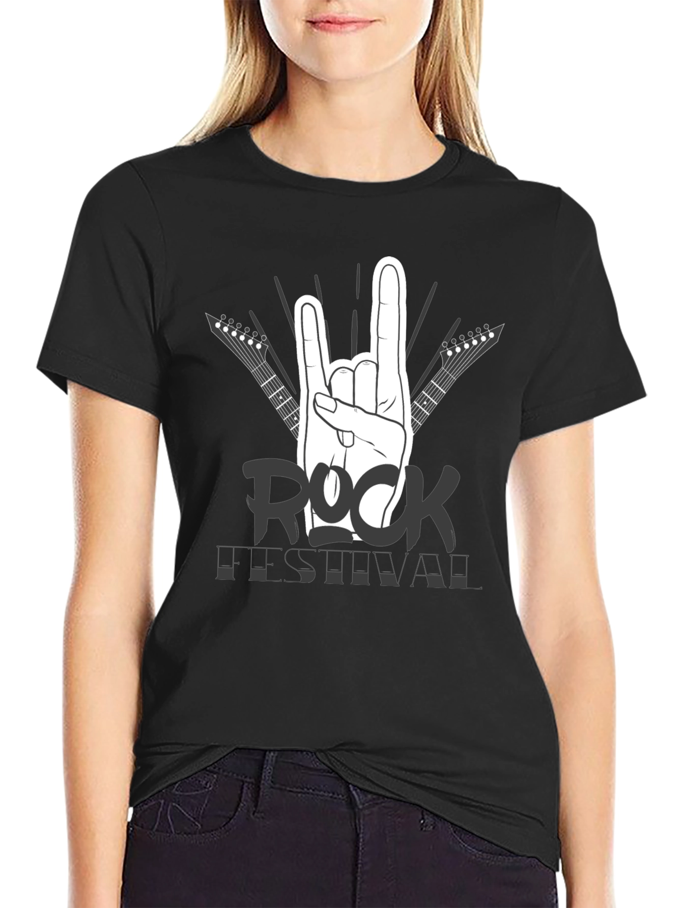 Rock Festival T-Shirt - Black Cotton Graphic Tee