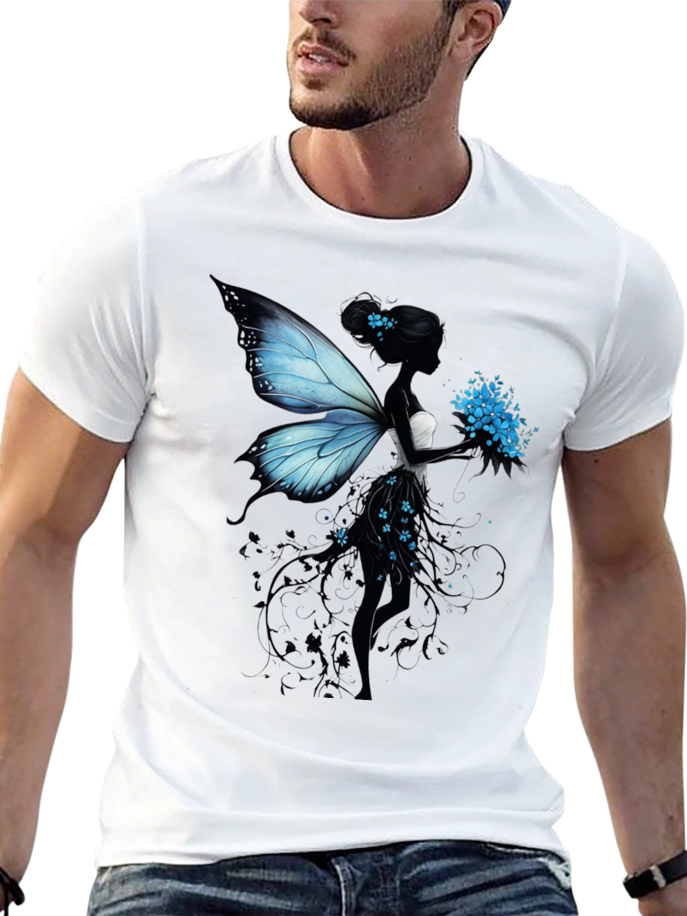 Fairy Silhouette Graphic T-Shirt - Black
