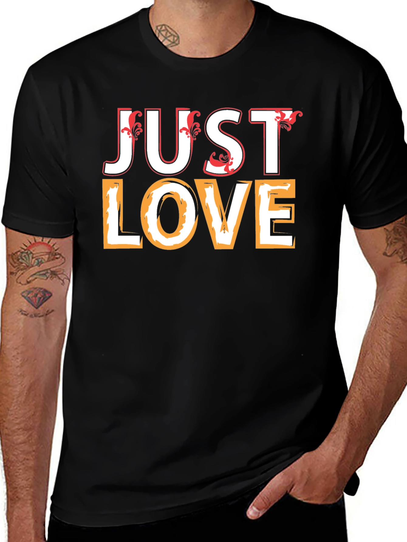Just Love Black Graphic Tee