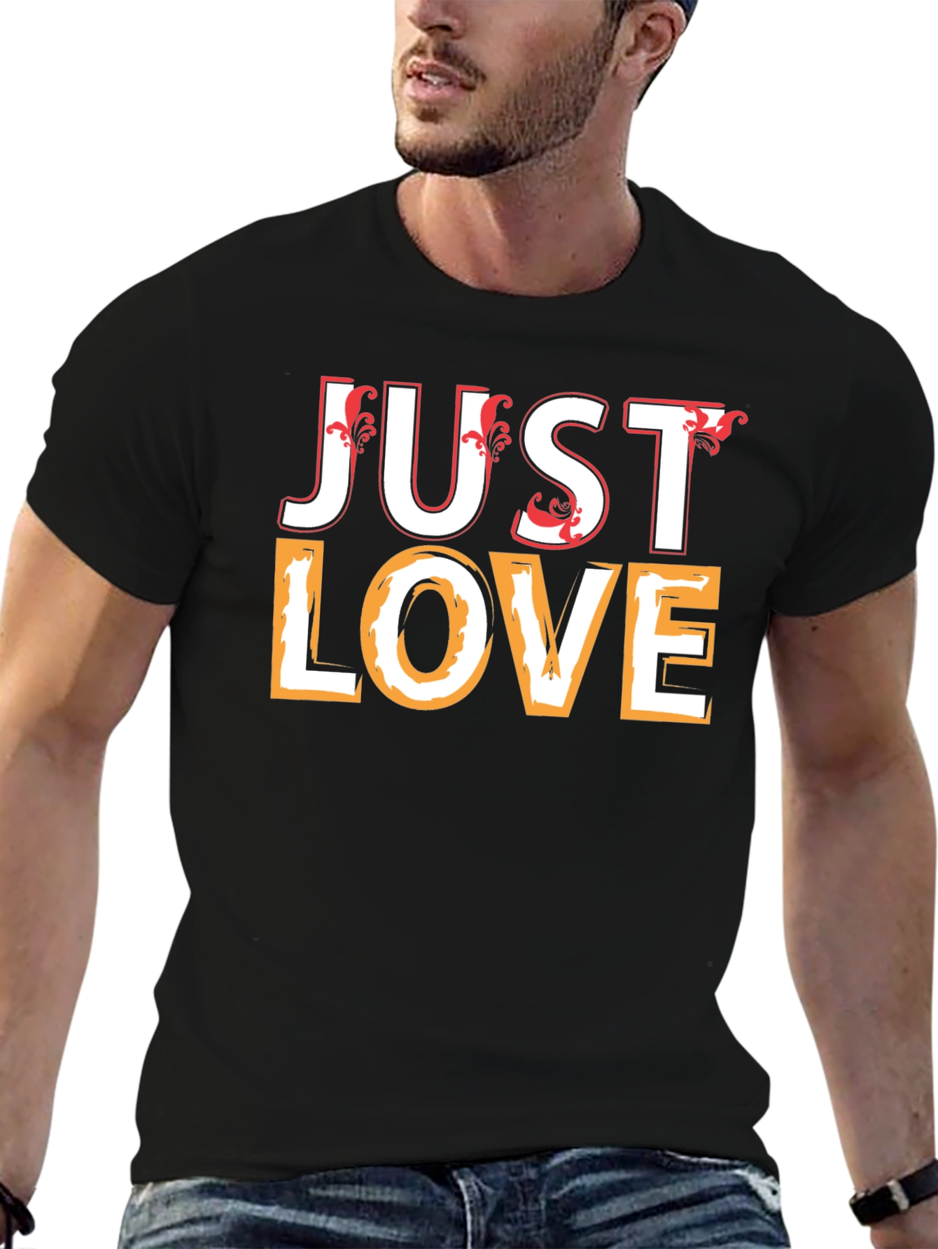 Just Love Black Graphic Tee
