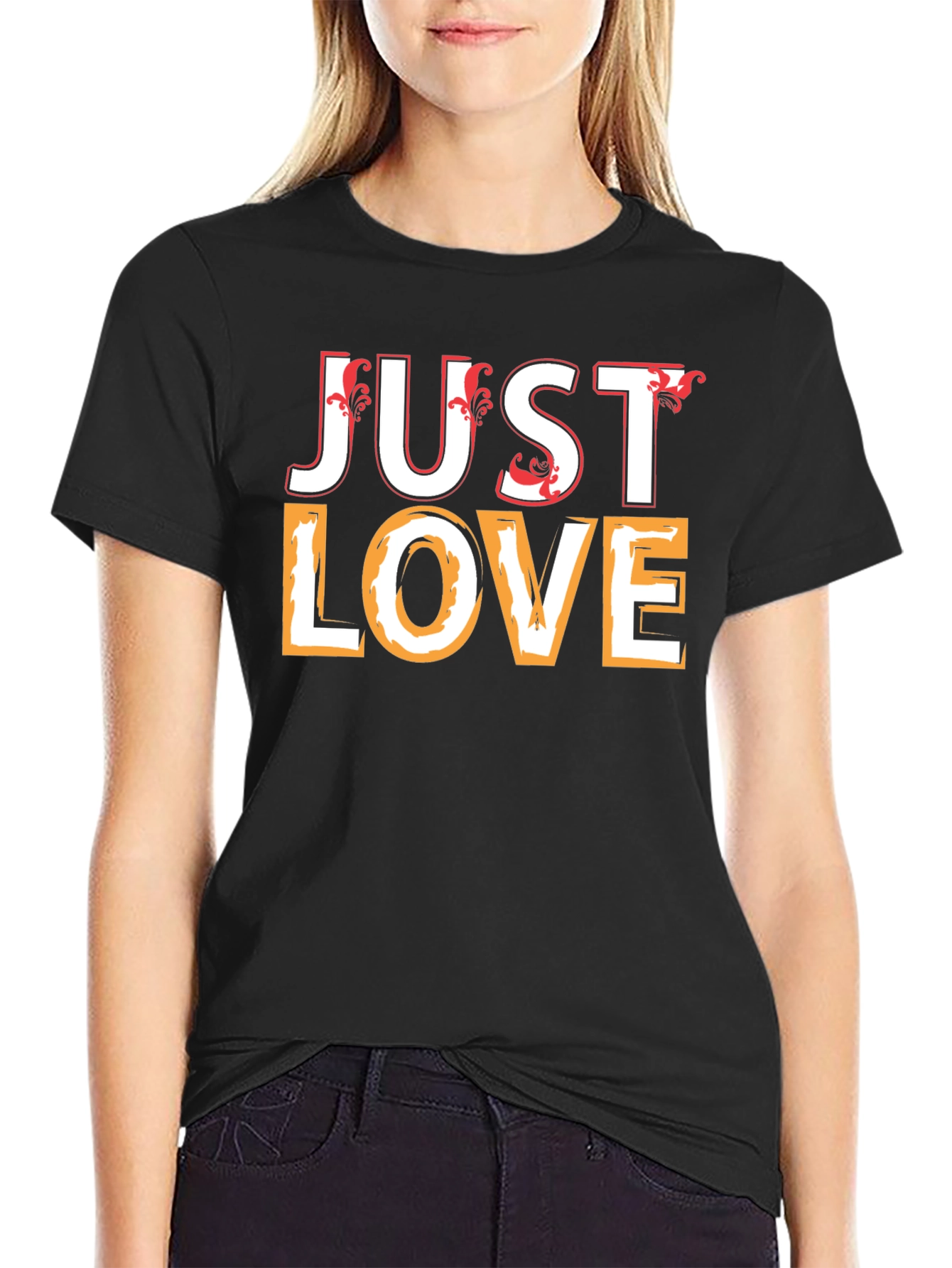 Just Love Black Graphic Tee