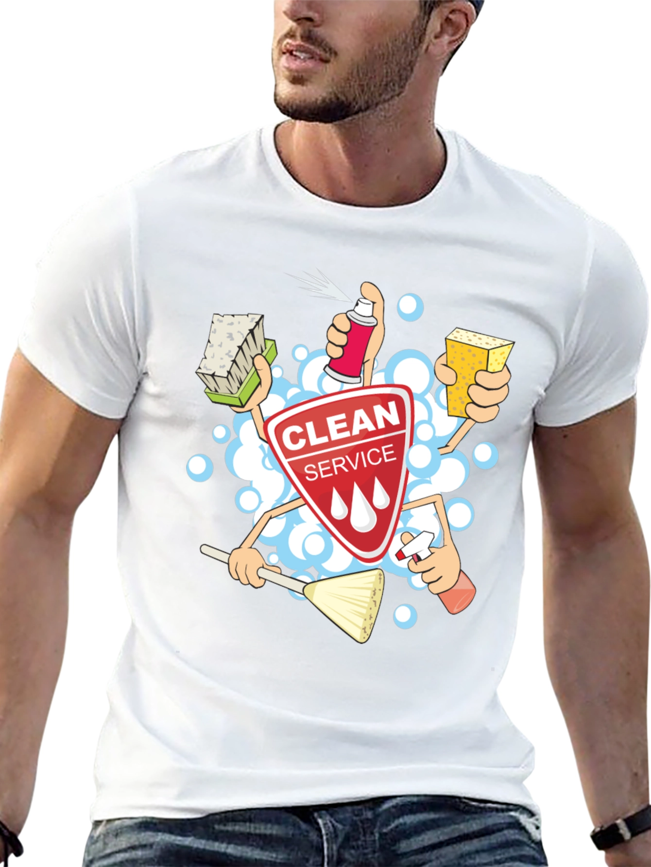 Clean Service T-Shirt - Cartoon Design