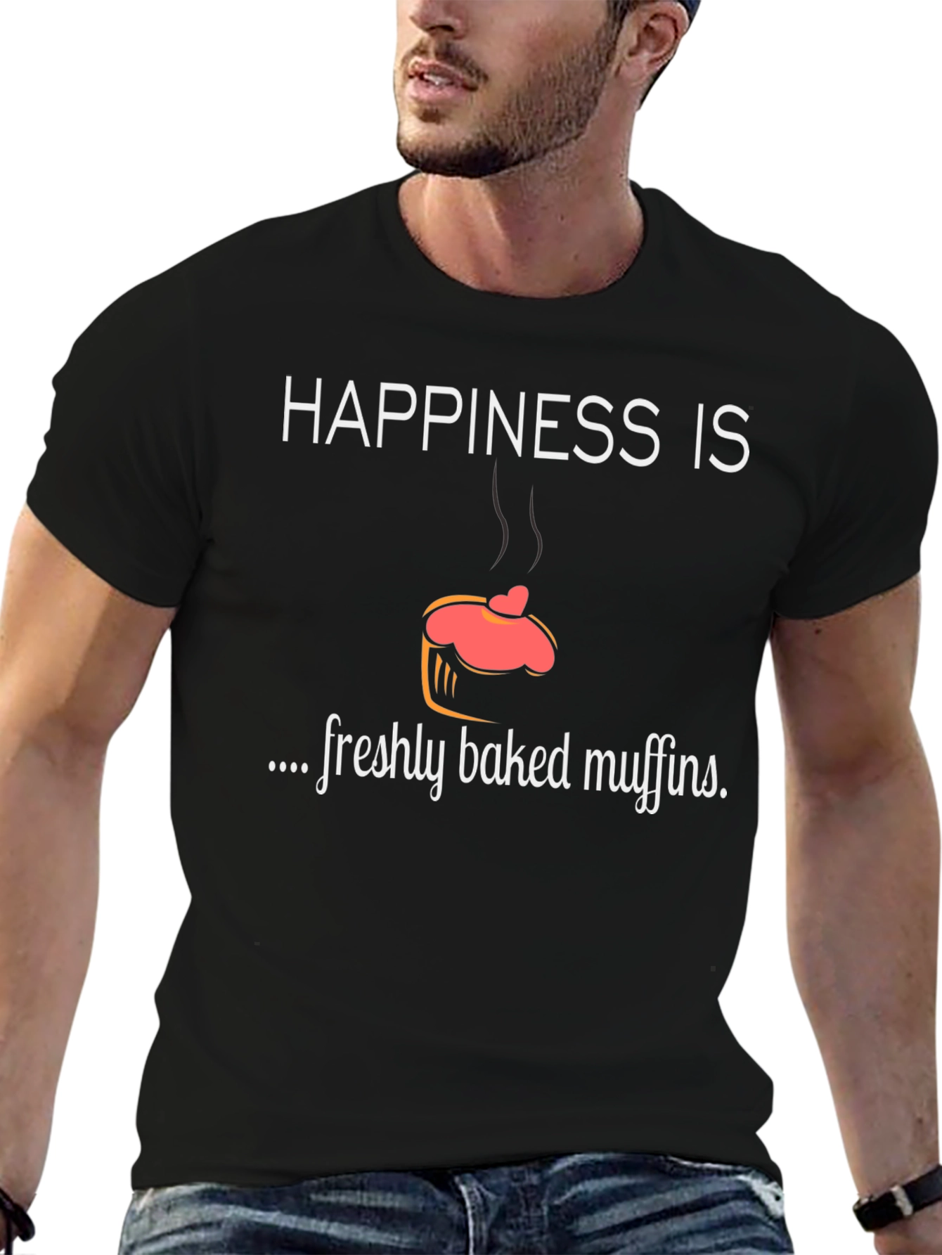 Happiness Is Freshly Baked Muffins Black T-Shirt