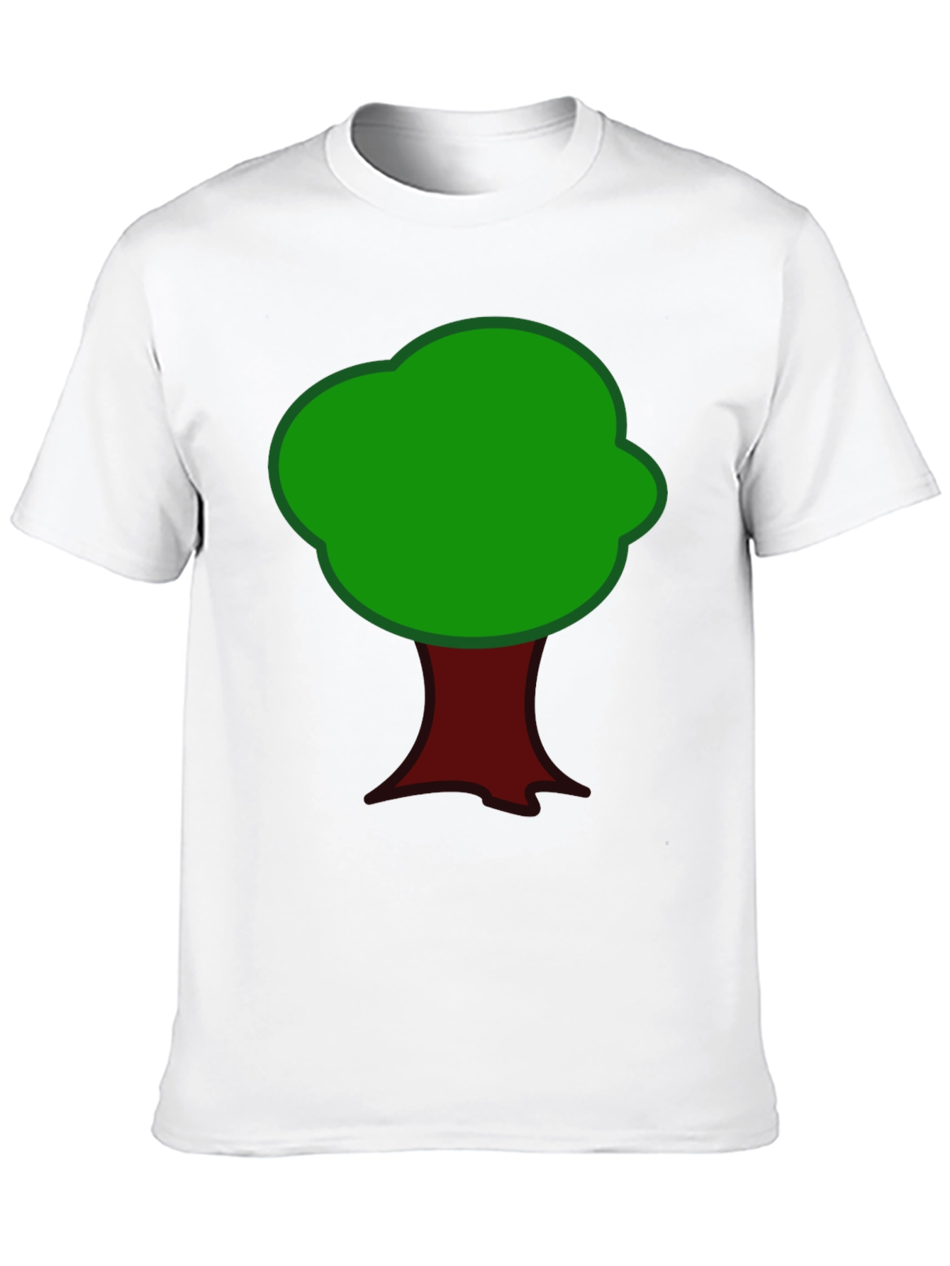 Cartoon Tree Graphic Tee - Black Cotton T-Shirt