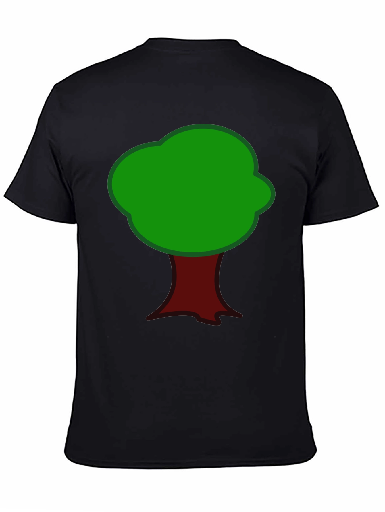 Cartoon Tree Graphic Tee - Black Cotton T-Shirt