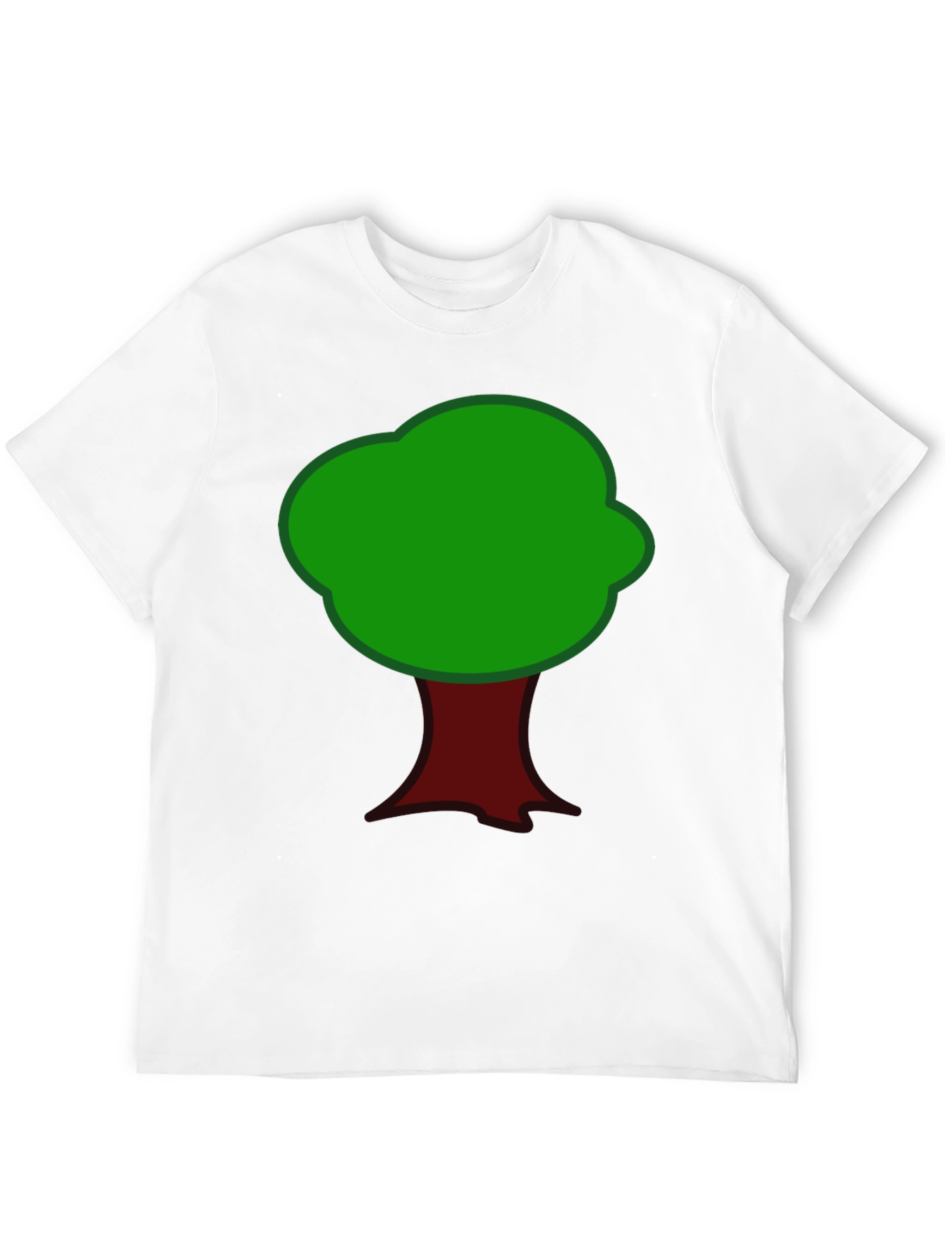 Cartoon Tree Graphic Tee - Black Cotton T-Shirt