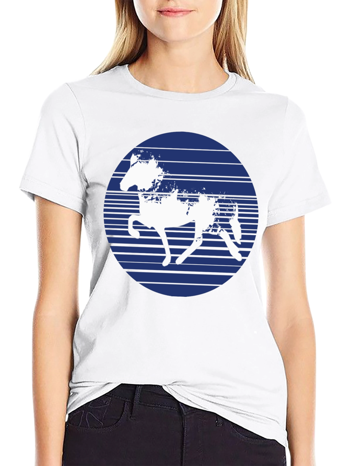 Black Horse Silhouette Graphic T-Shirt
