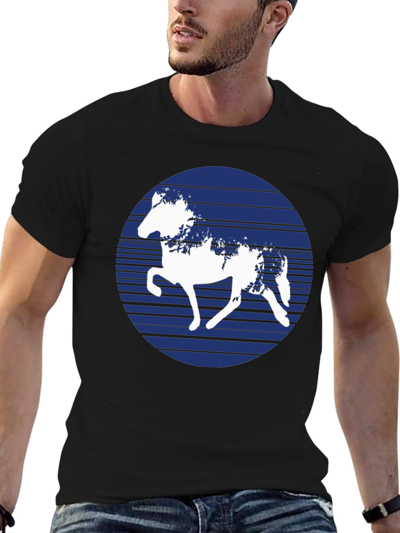 Black Horse Silhouette Graphic T-Shirt
