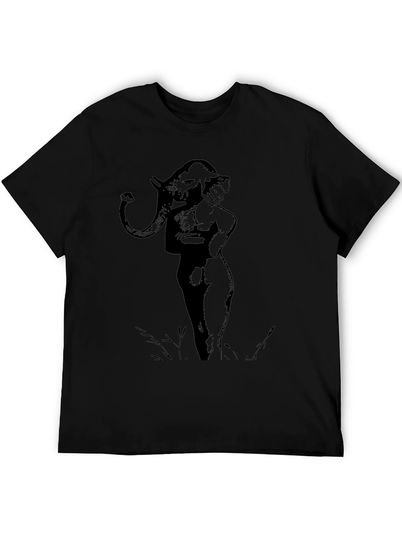 Unique Elephant Man Graphic Tee - Black Cotton Blend