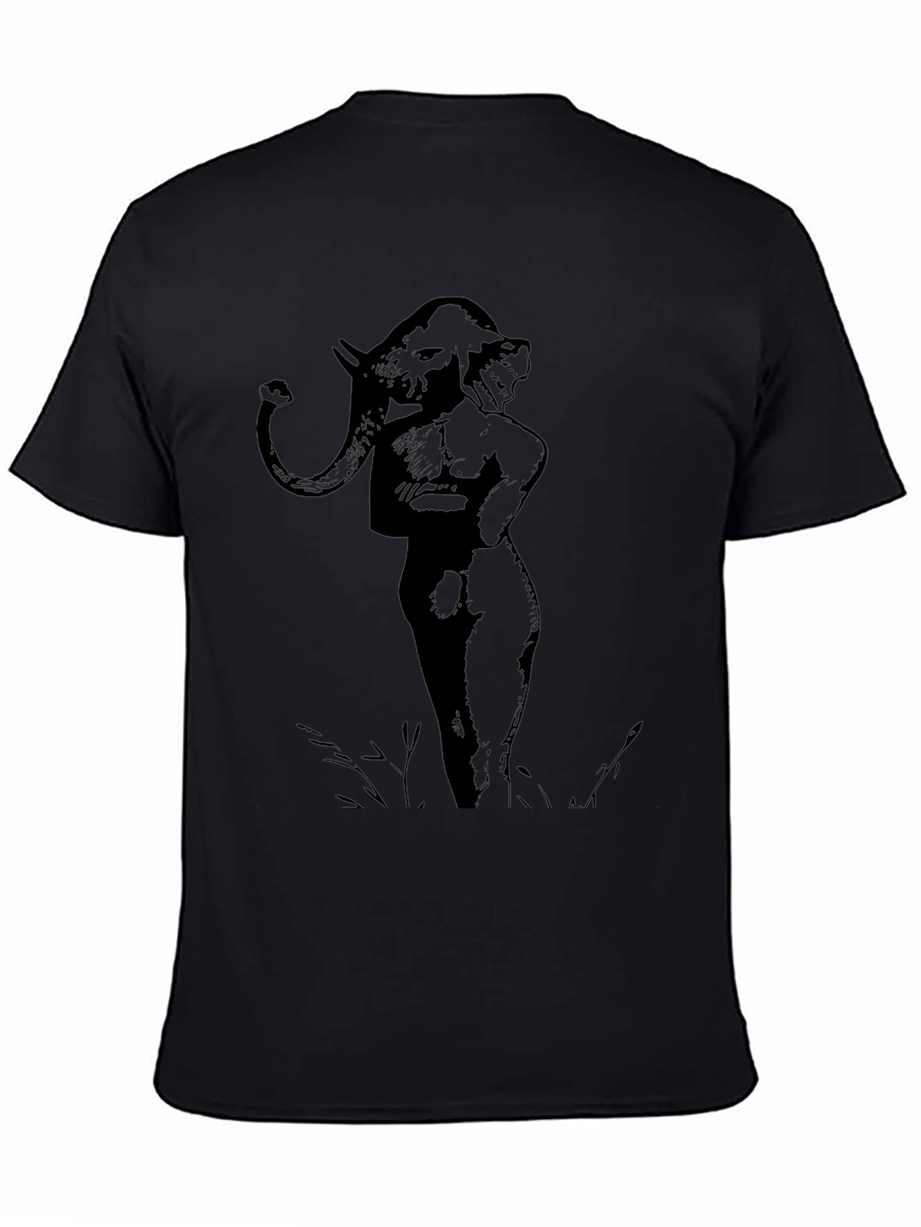 Unique Elephant Man Graphic Tee - Black Cotton Blend