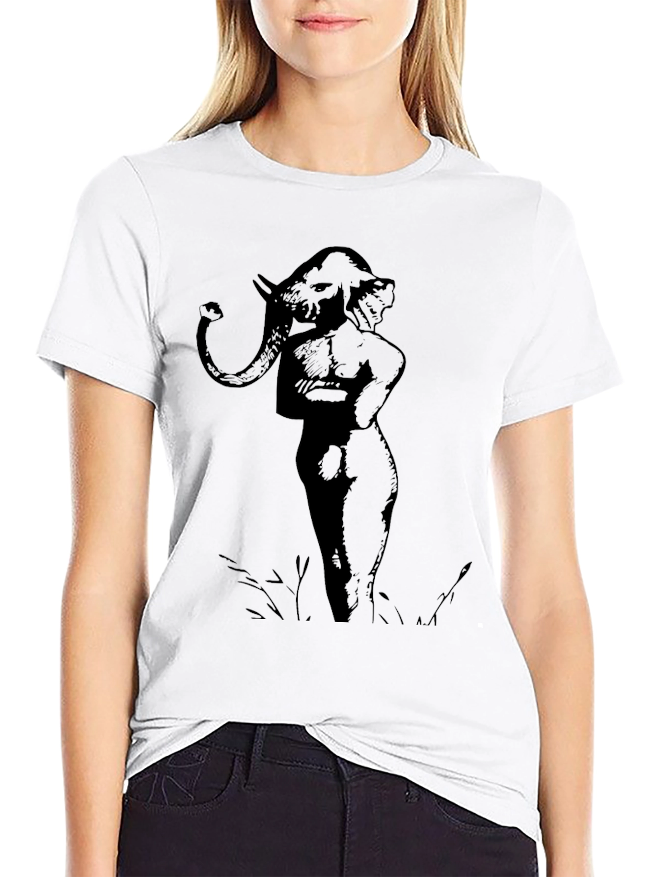 Unique Elephant Man Graphic Tee - Black Cotton Blend