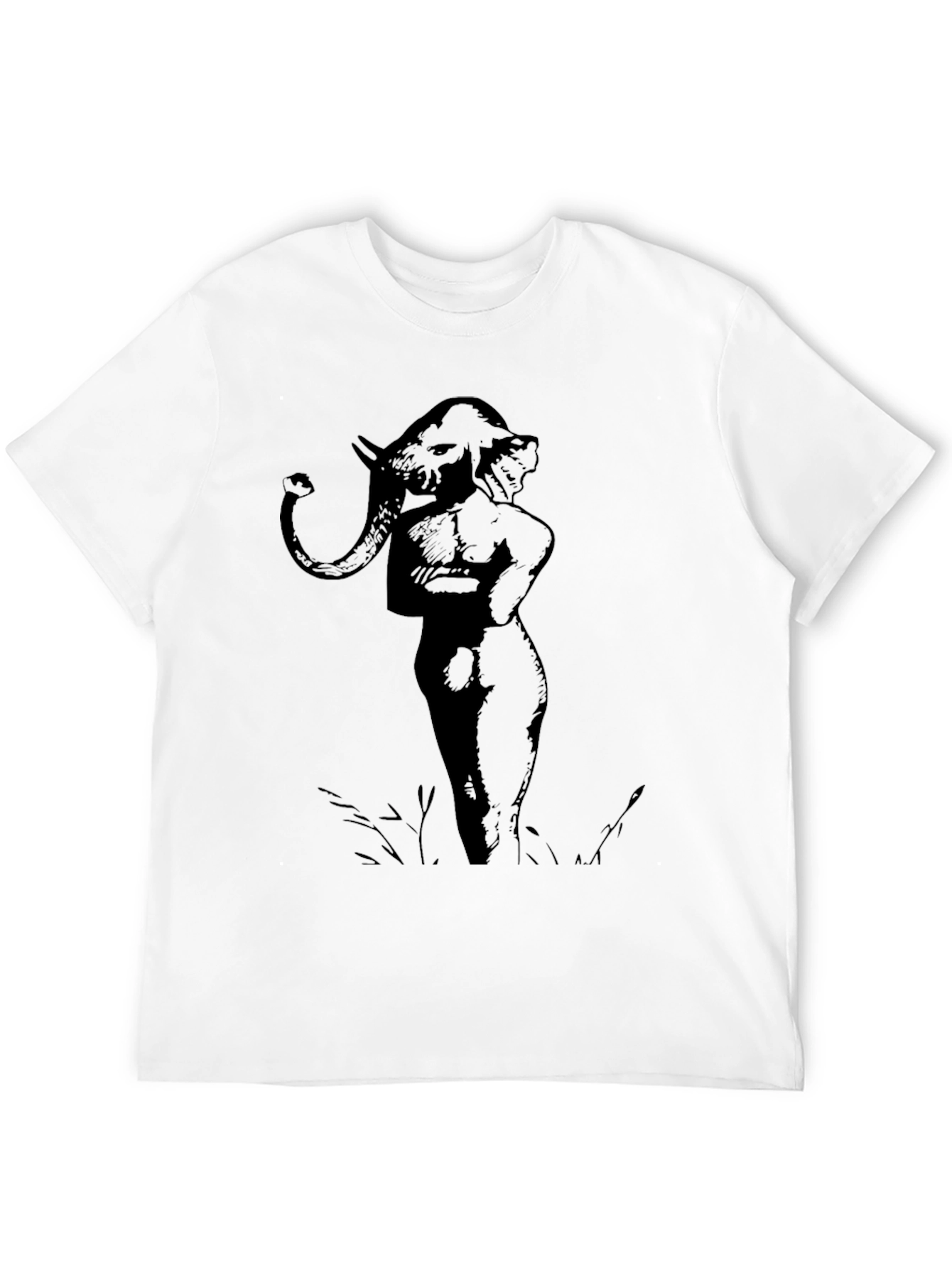 Unique Elephant Man Graphic Tee - Black Cotton Blend