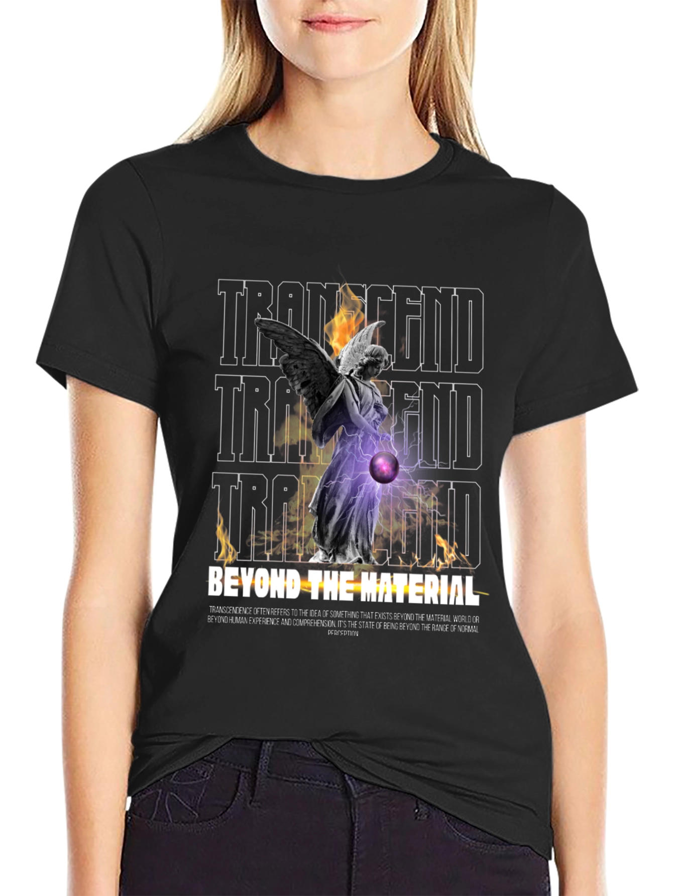Transcendent Angel Graphic Print Black T-Shirt
